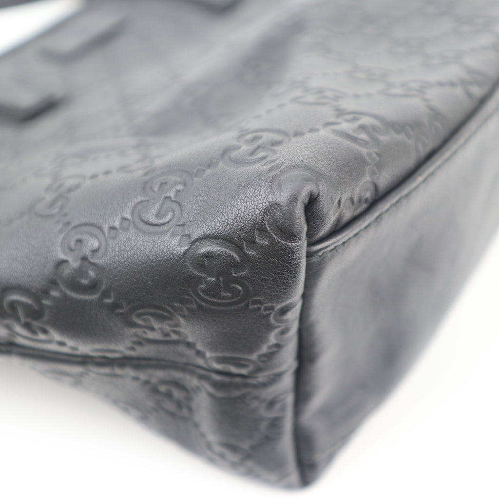 C2669 Gucci Tote Bag Guccissima Medium | Pre-Owned Excellent Black Leather Guccissima
