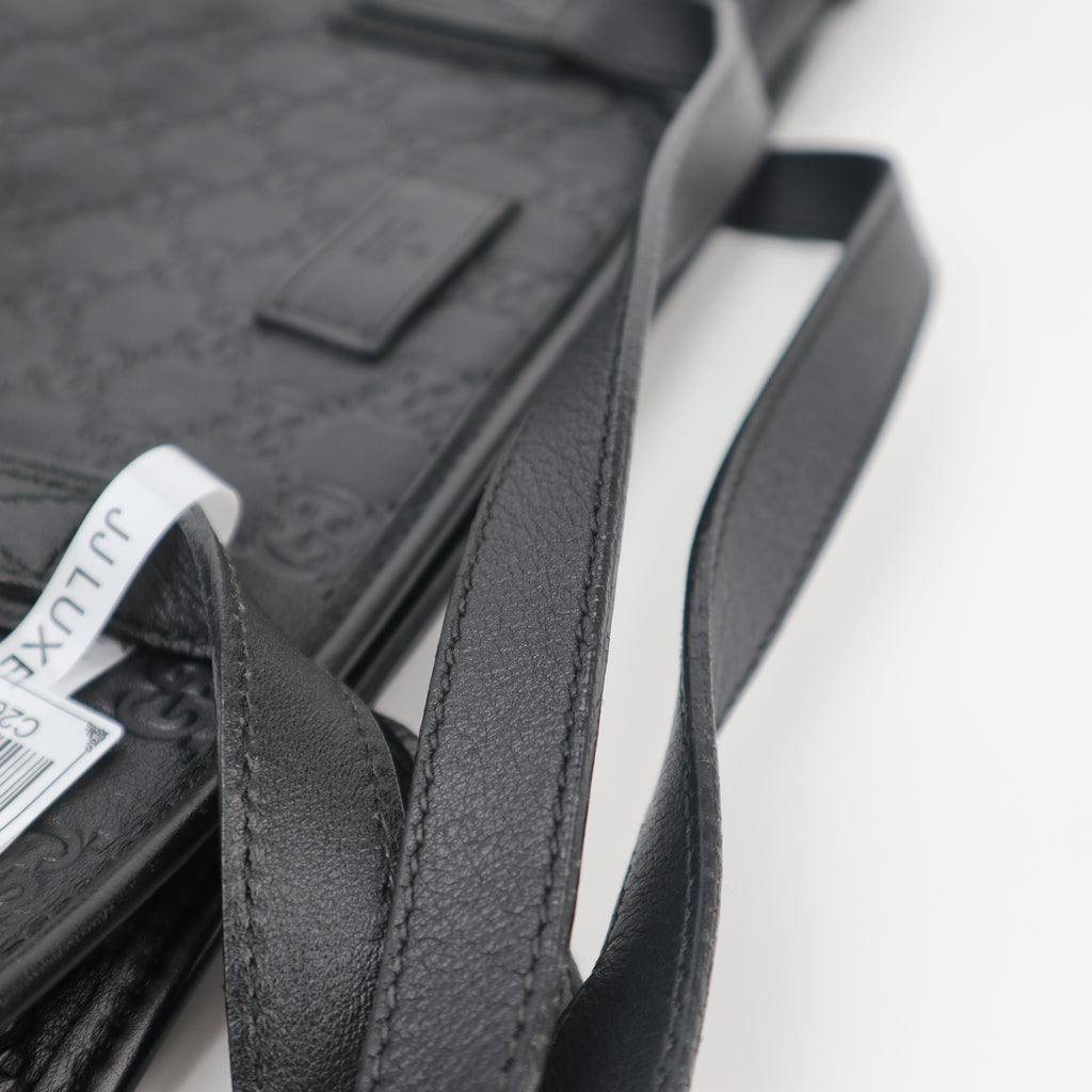 C2669 Gucci Tote Bag Guccissima Medium | Pre-Owned Excellent Black Leather Guccissima
