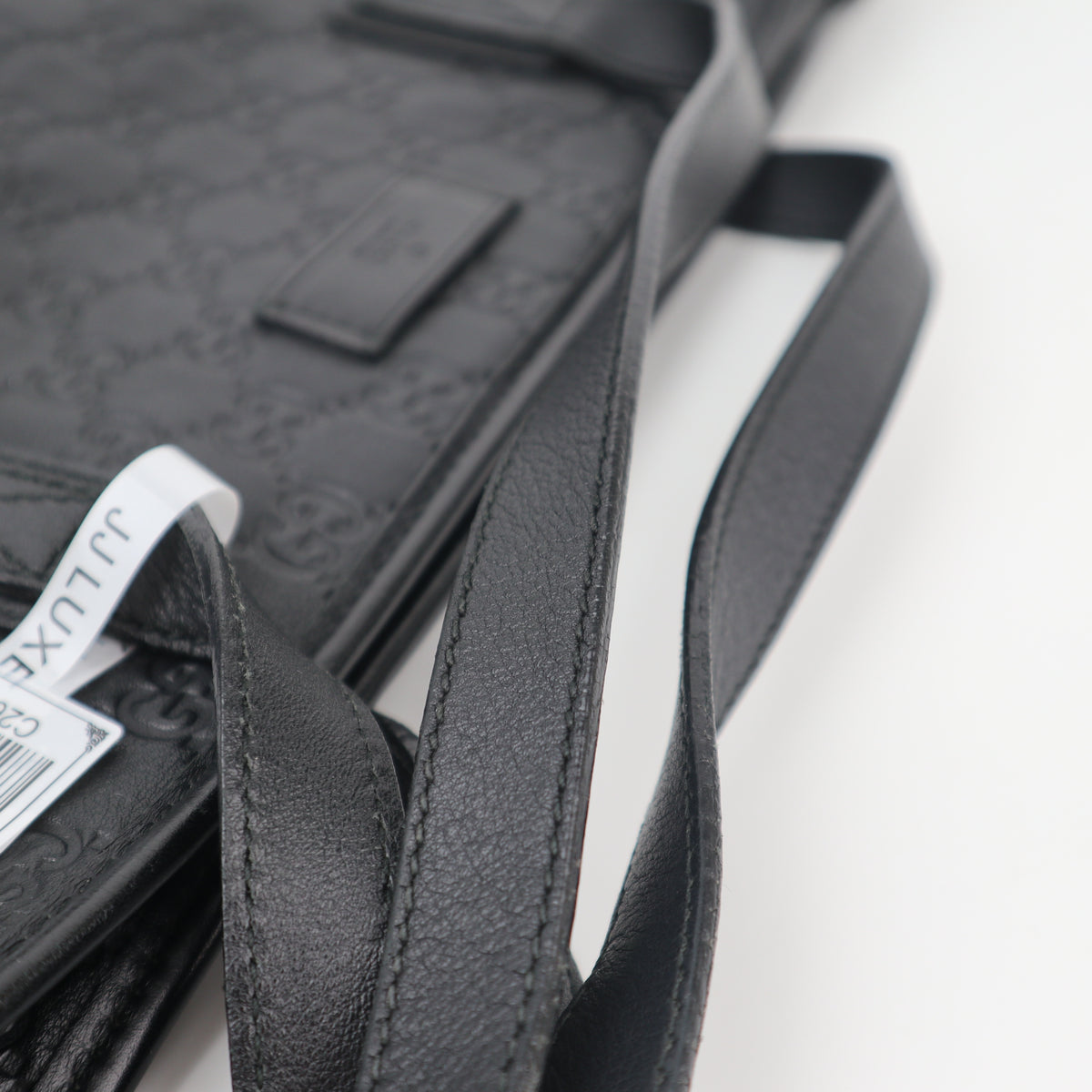 C2669 Gucci Tote Bag Guccissima Medium | Pre-Owned Excellent Black Leather Guccissima
