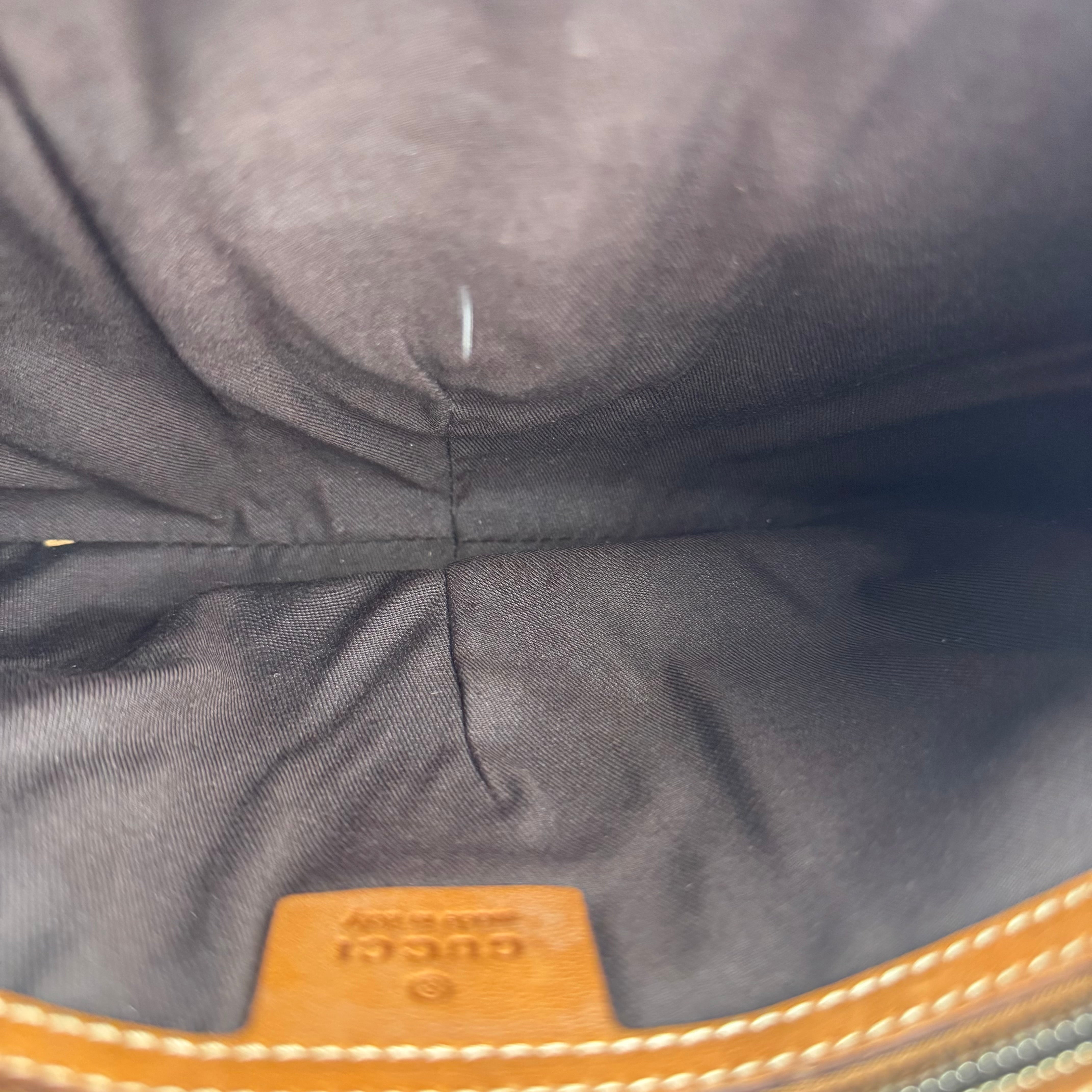J3568 Gucci Jackie Equestrian Style Canvas Shoulder Bag- Pre Owned