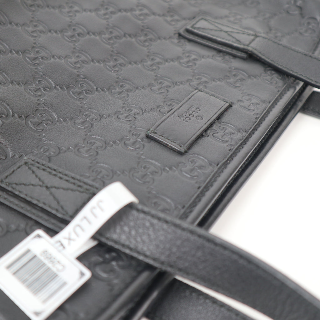 C2669 Gucci Tote Bag Guccissima Medium | Pre-Owned Excellent Black Leather Guccissima