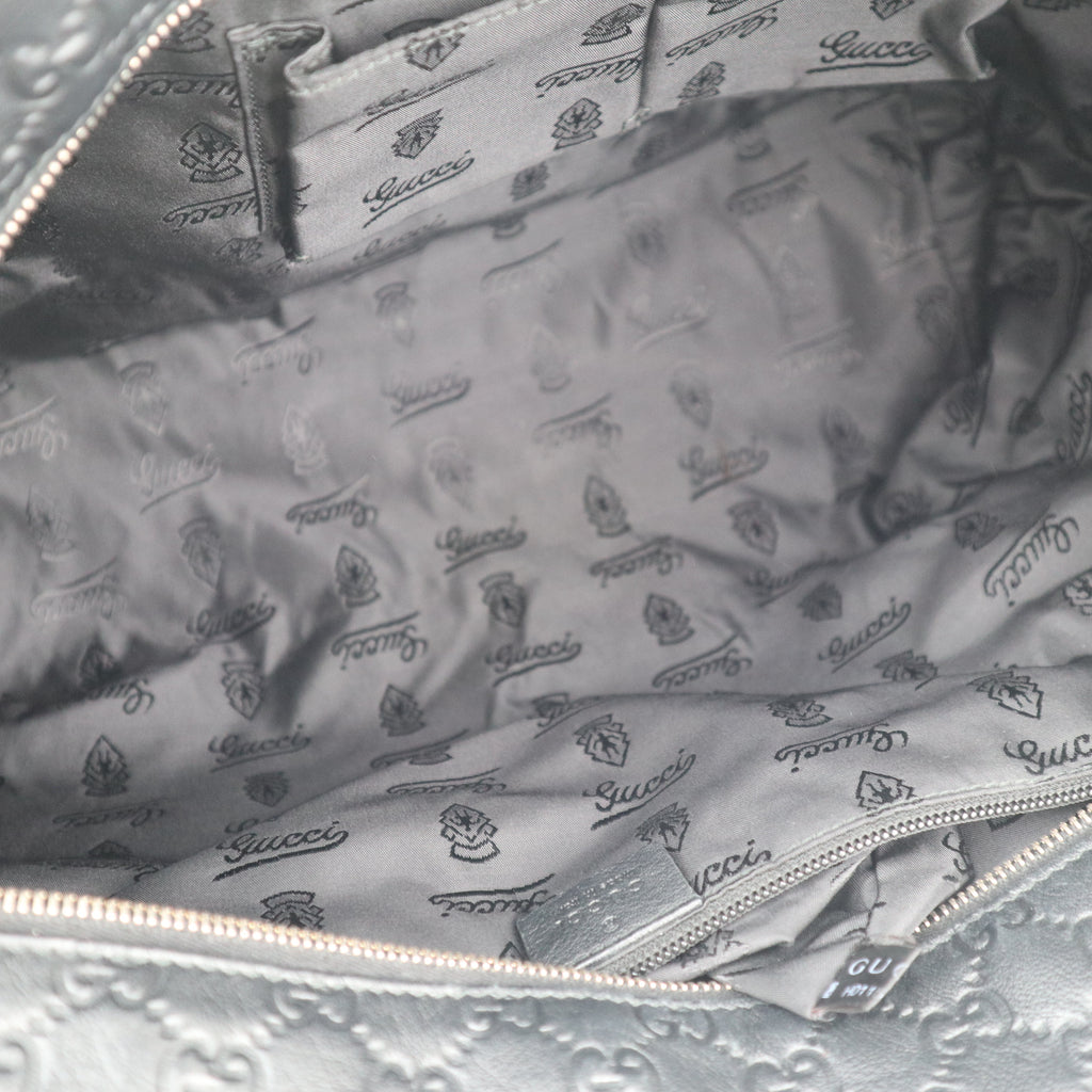 C2669 Gucci Tote Bag Guccissima Medium | Pre-Owned Excellent Black Leather Guccissima