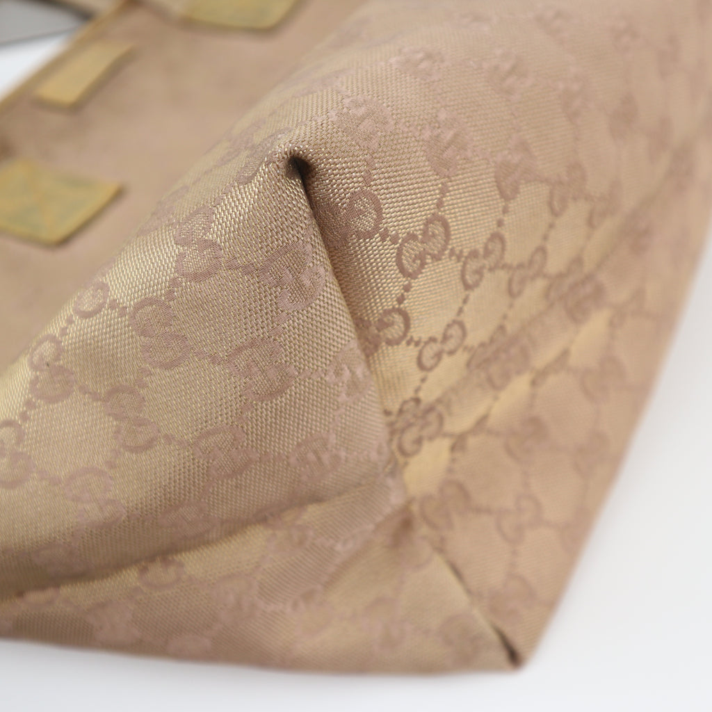 C2670 Gucci Tote Bag GG Canvas | Pre-Owned Very Good Beige / Tan / Gold Canvas GG