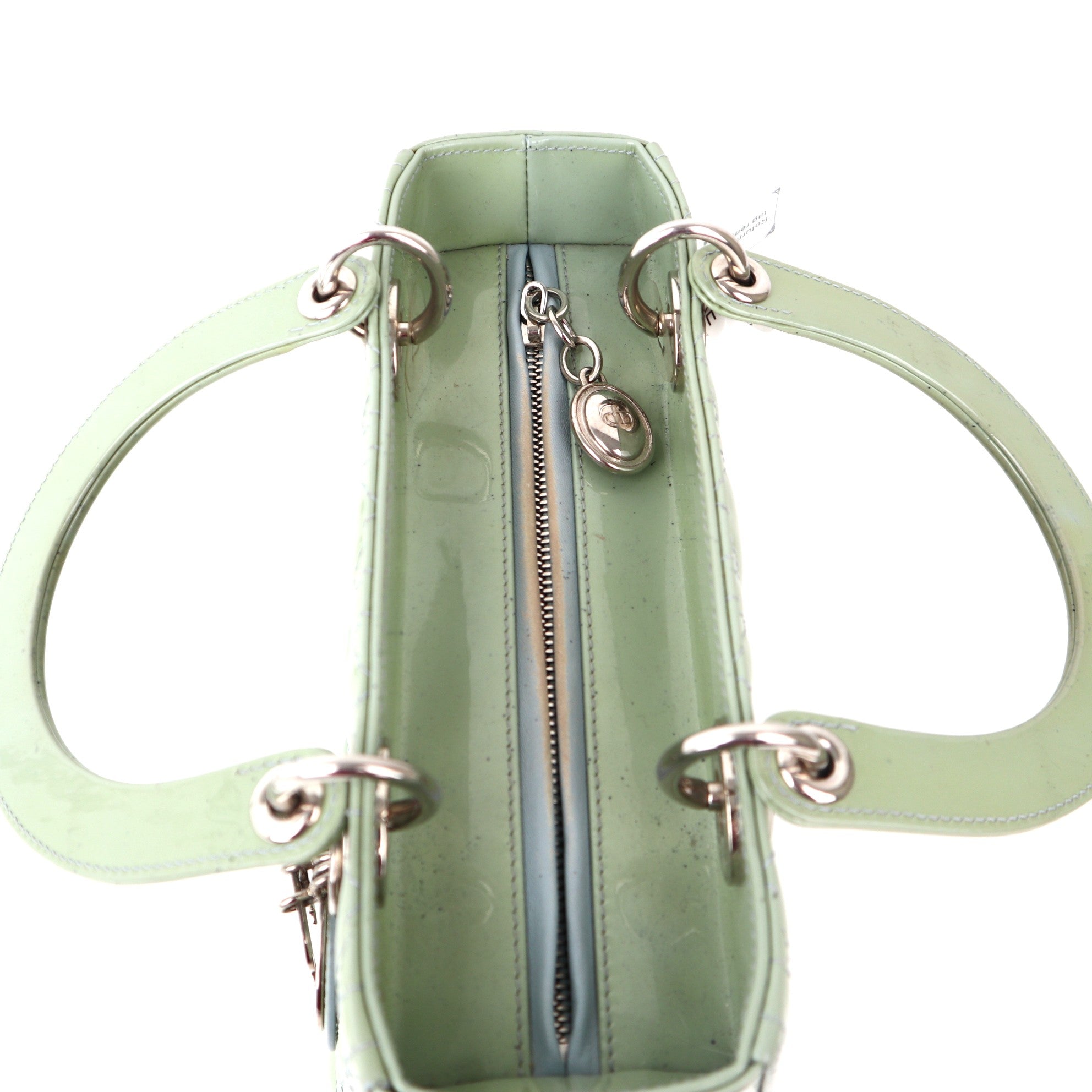 C1202 Christian Dior Patent Cannage Lady Dior Mint Green - Pre Owned
