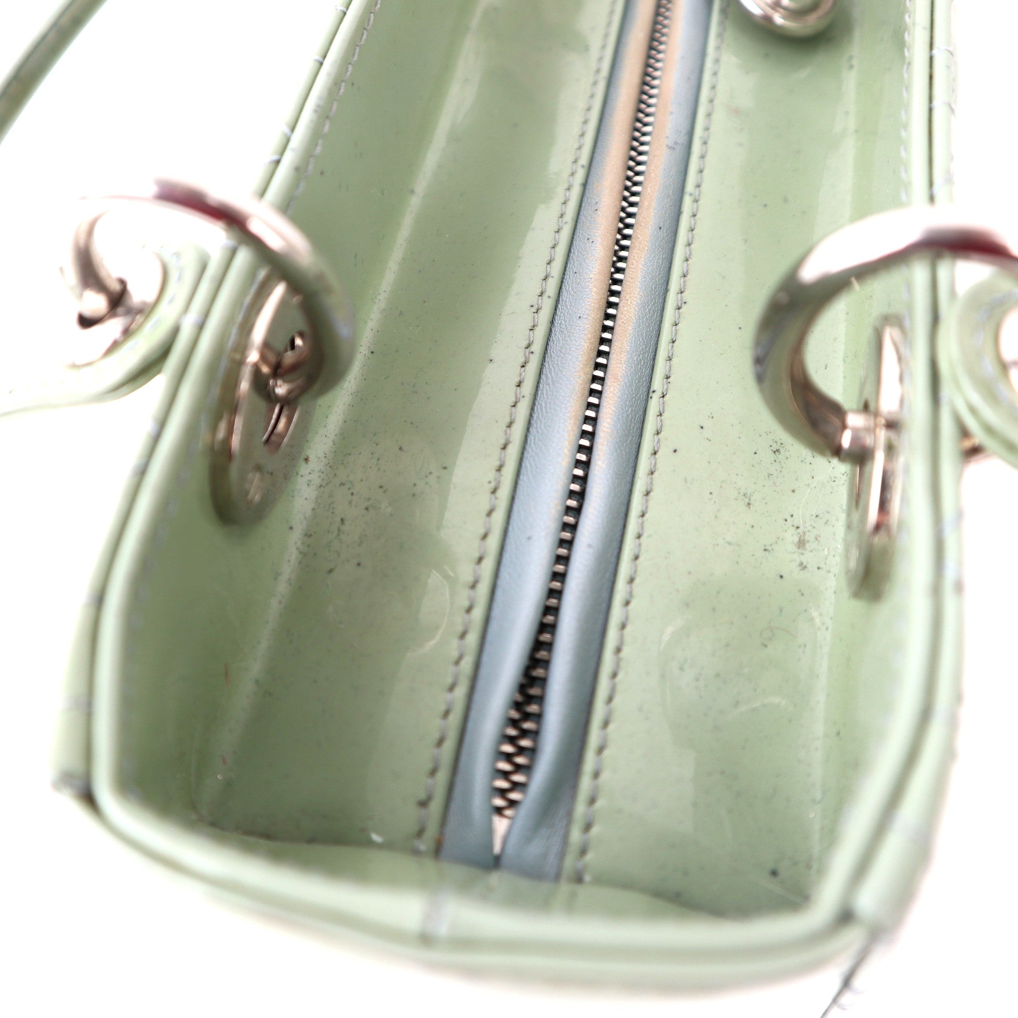 C1202 Christian Dior Patent Cannage Lady Dior Mint Green - Pre Owned