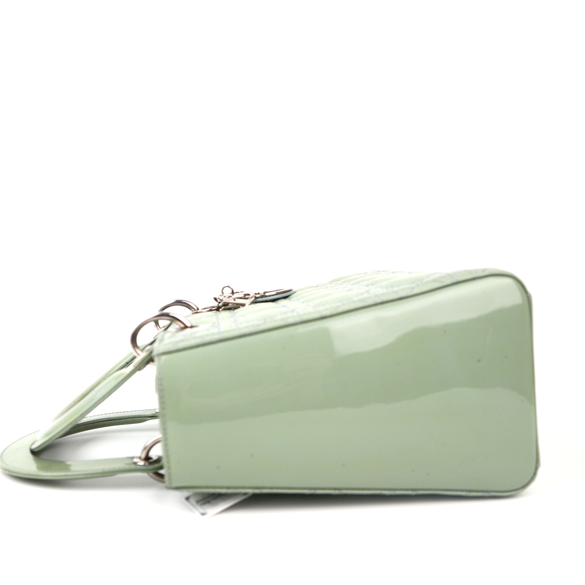 C1202 Christian Dior Patent Cannage Lady Dior Mint Green - Pre Owned