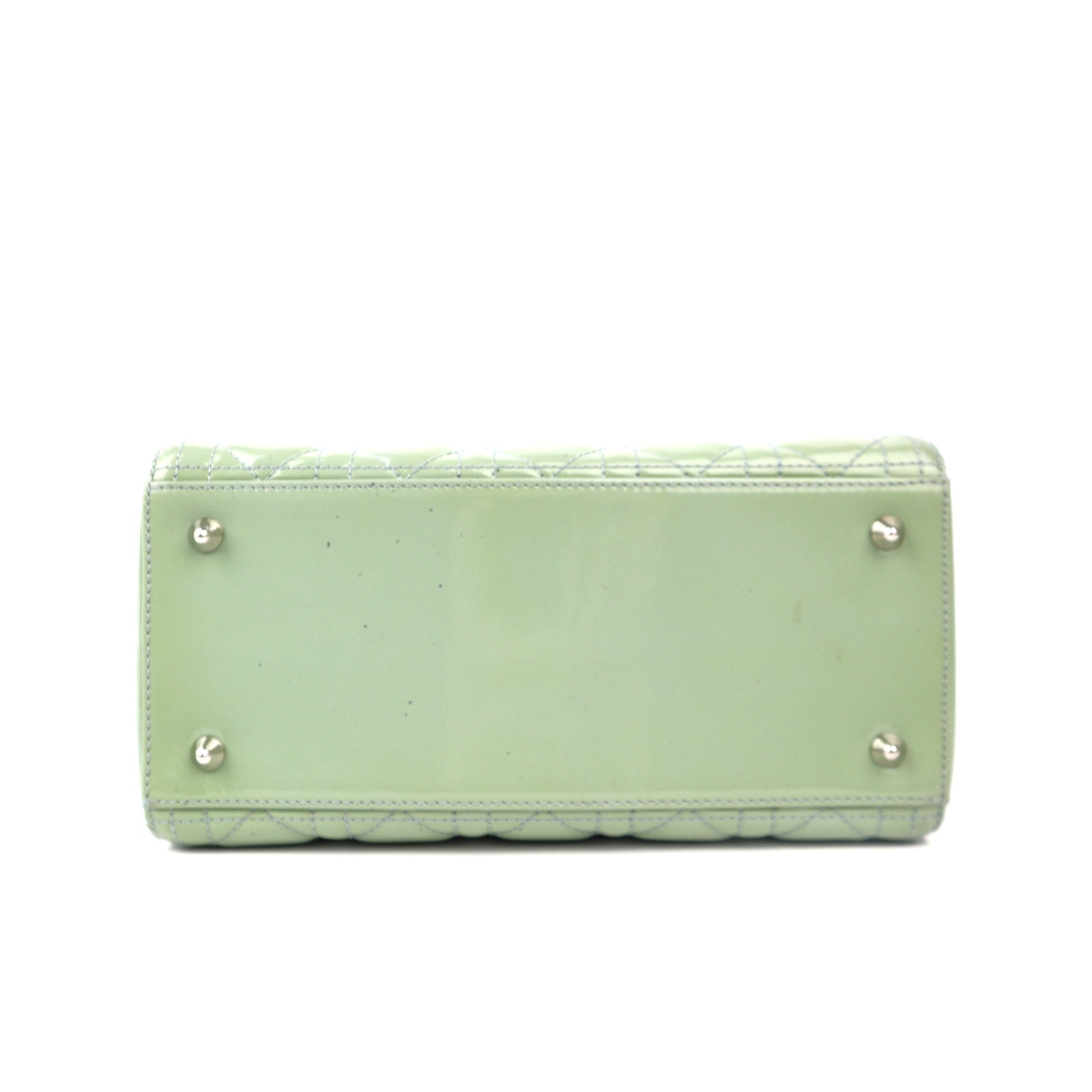 C1202 Christian Dior Patent Cannage Lady Dior Mint Green - Pre Owned