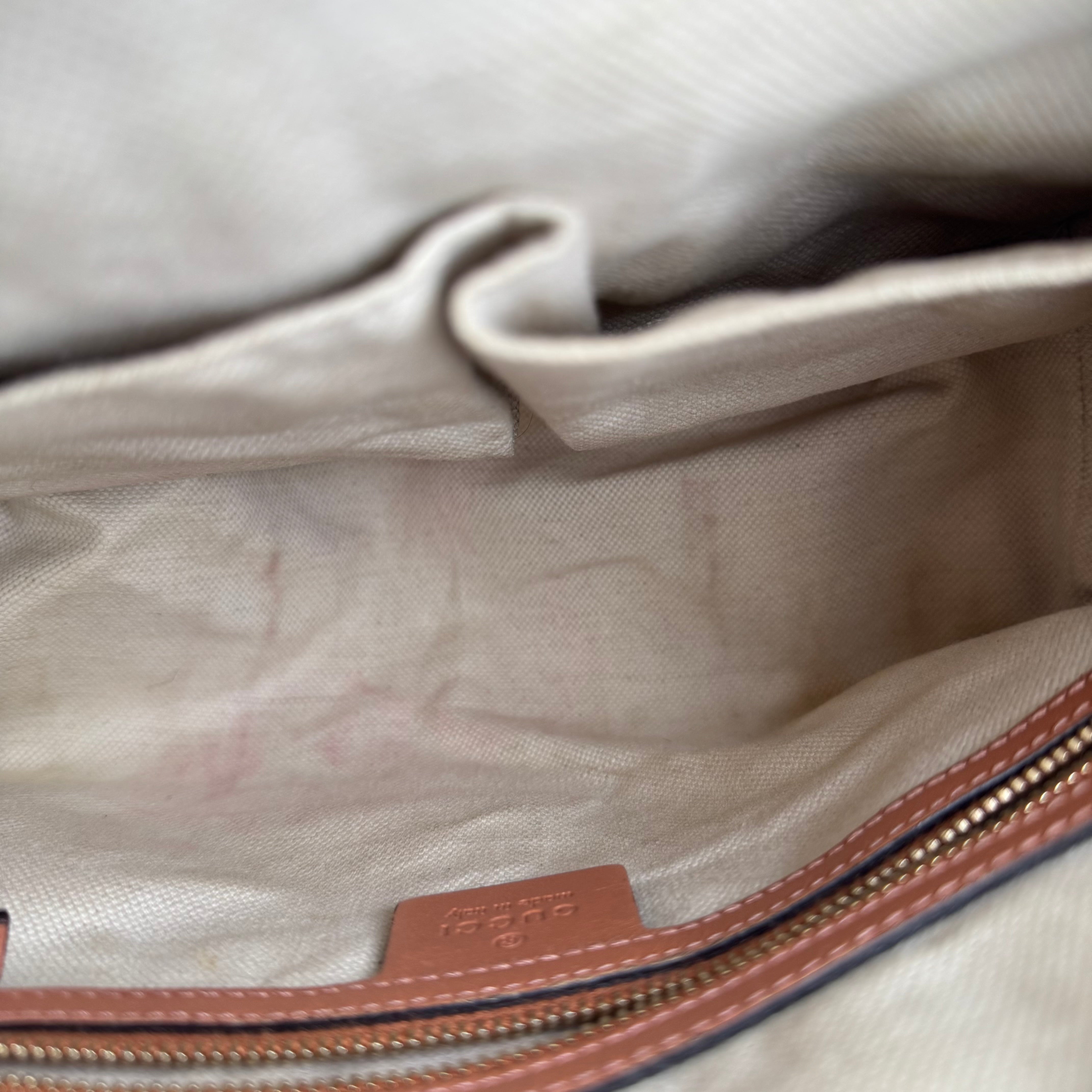 J3606 Gucci Brown Small GG Canvas Web Joy Boston Bag- Pre Owned