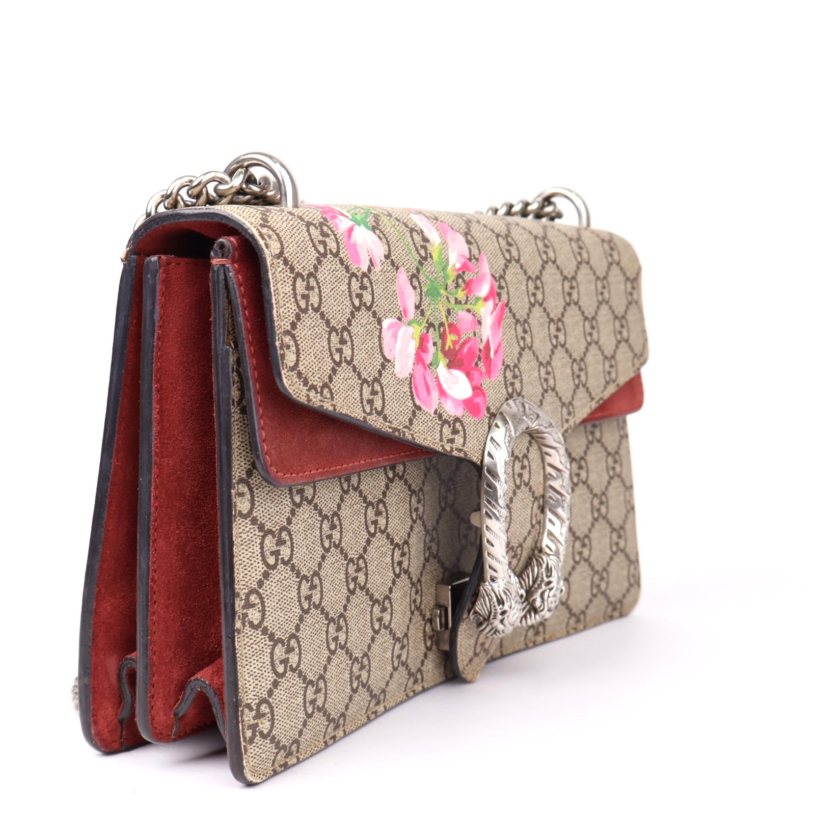 J1194 GUCCI GG Supreme Blooms Coated Canvas Small Dionysus Shoulder Bag- Pre Owned