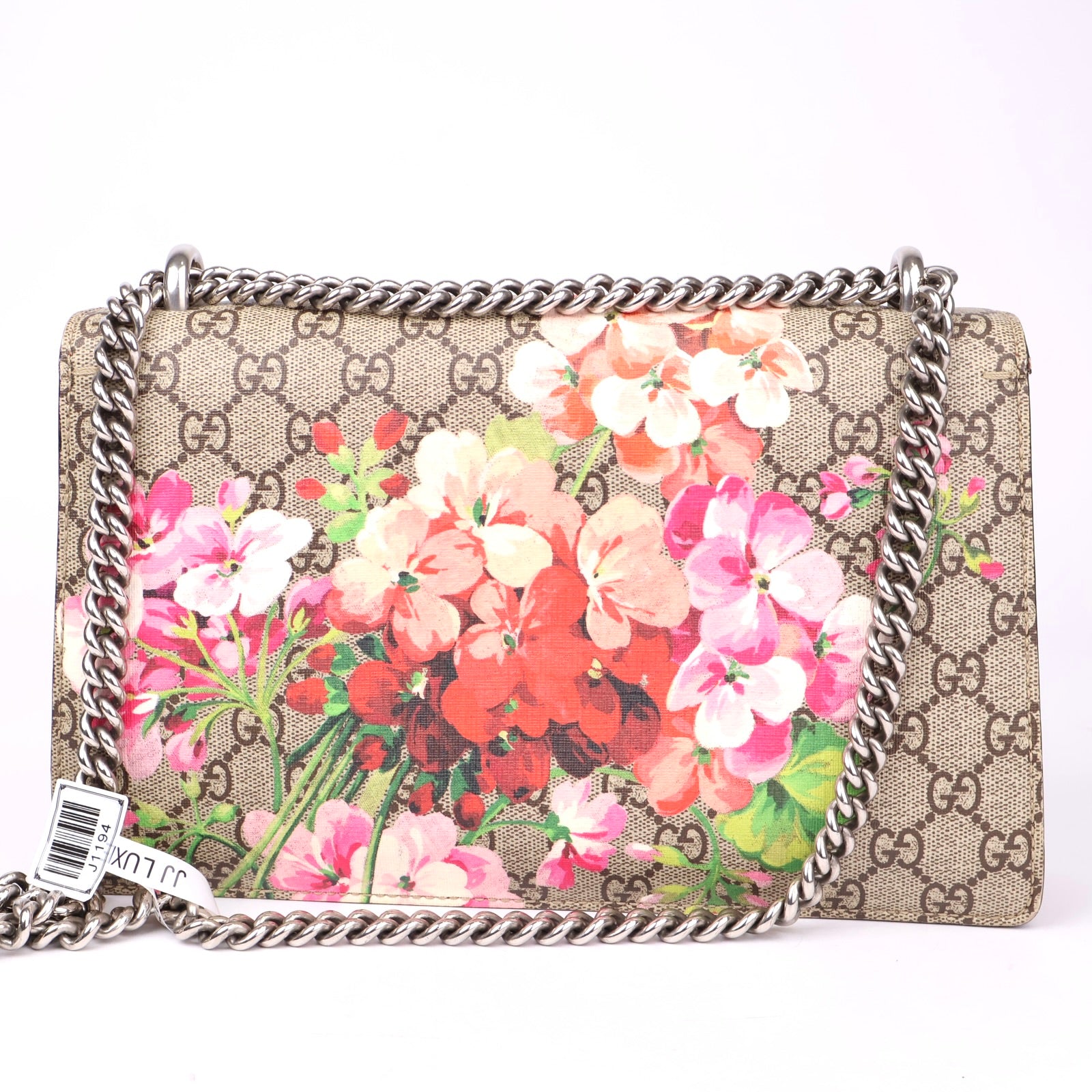 J1194 GUCCI GG Supreme Blooms Coated Canvas Small Dionysus Shoulder Bag- Pre Owned