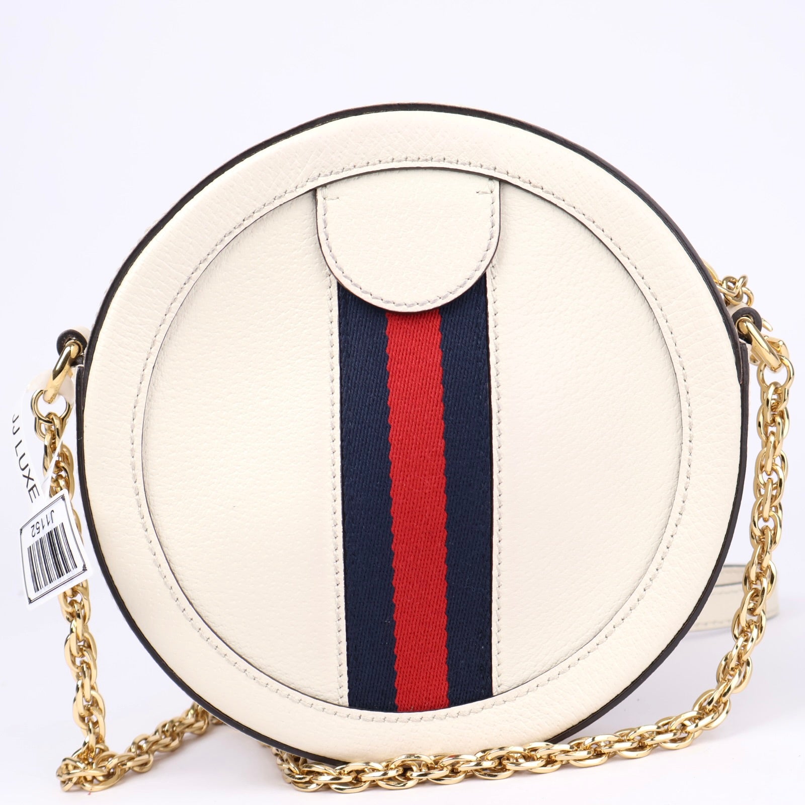 J1152 Gucci White Leather Ophidia Mini Circle Camera Crossbody- Pre Owned