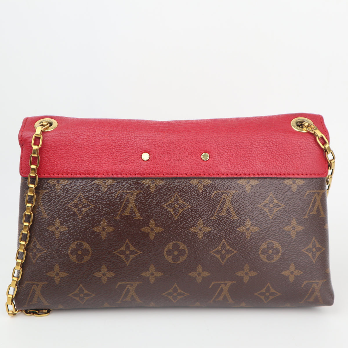 C2687 Louis Vuitton Shoulder Bag Pallas Chain Bag Monogram Leather Cerise | Pre-Owned Very Good Red Monogram Canvas, Leather