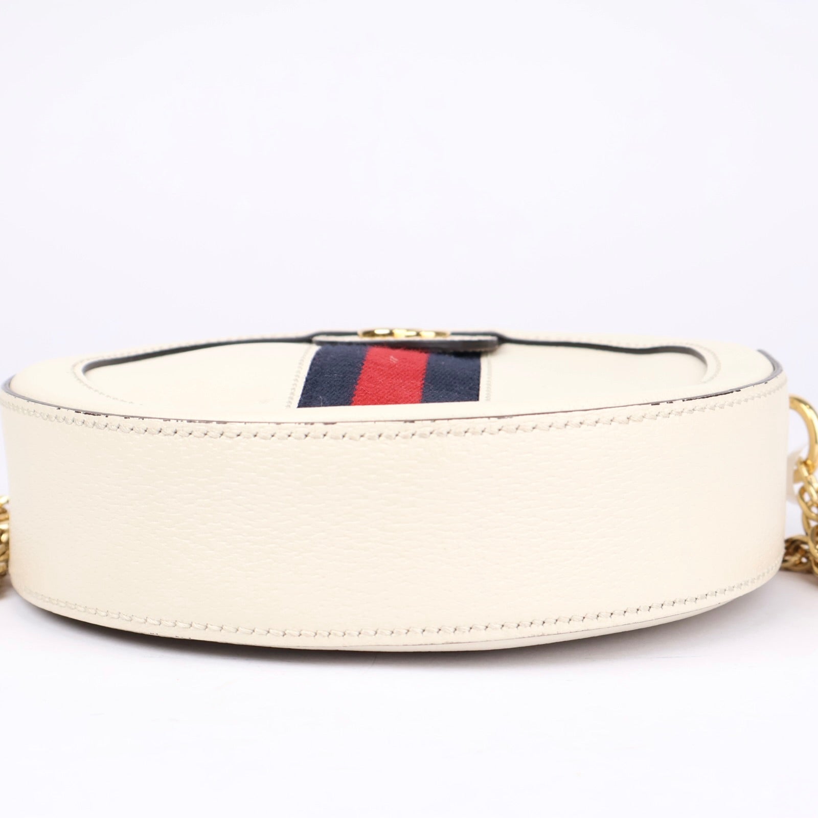 J1152 Gucci White Leather Ophidia Mini Circle Camera Crossbody- Pre Owned