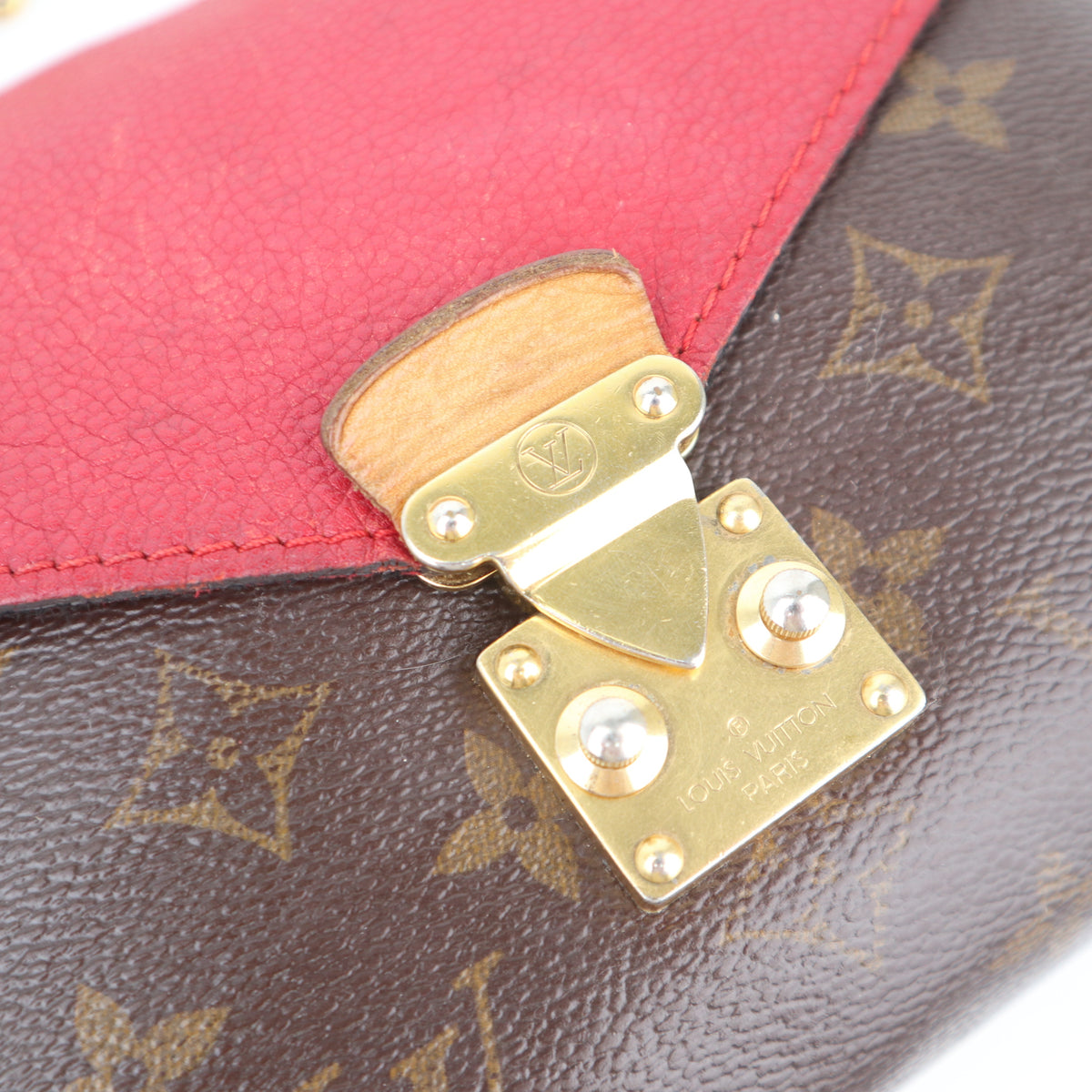 C2687 Louis Vuitton Shoulder Bag Pallas Chain Bag Monogram Leather Cerise | Pre-Owned Very Good Red Monogram Canvas, Leather