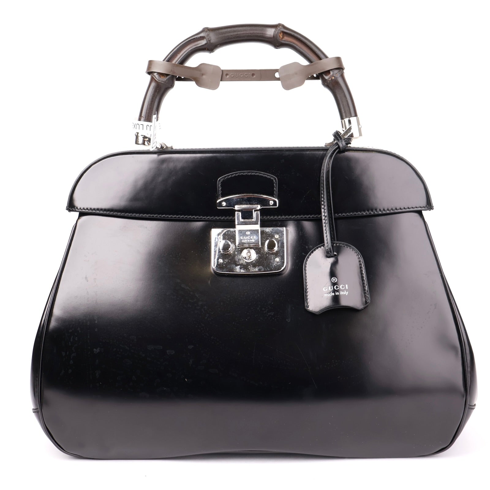 J1149 Gucci Black Bamboo Leather Lady Lock- Pre Owned
