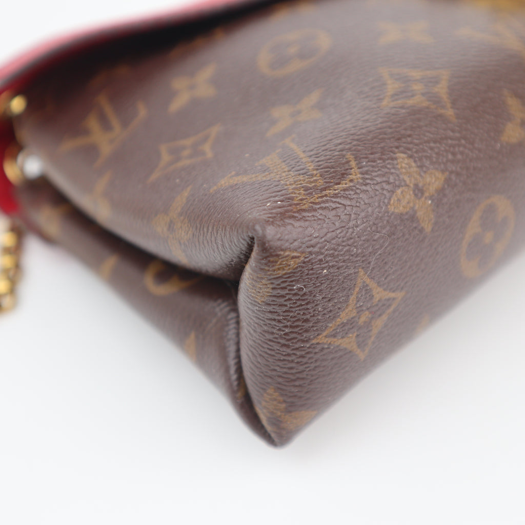 C2687 Louis Vuitton Shoulder Bag Pallas Chain Bag Monogram Leather Cerise | Pre-Owned Very Good Red Monogram Canvas, Leather