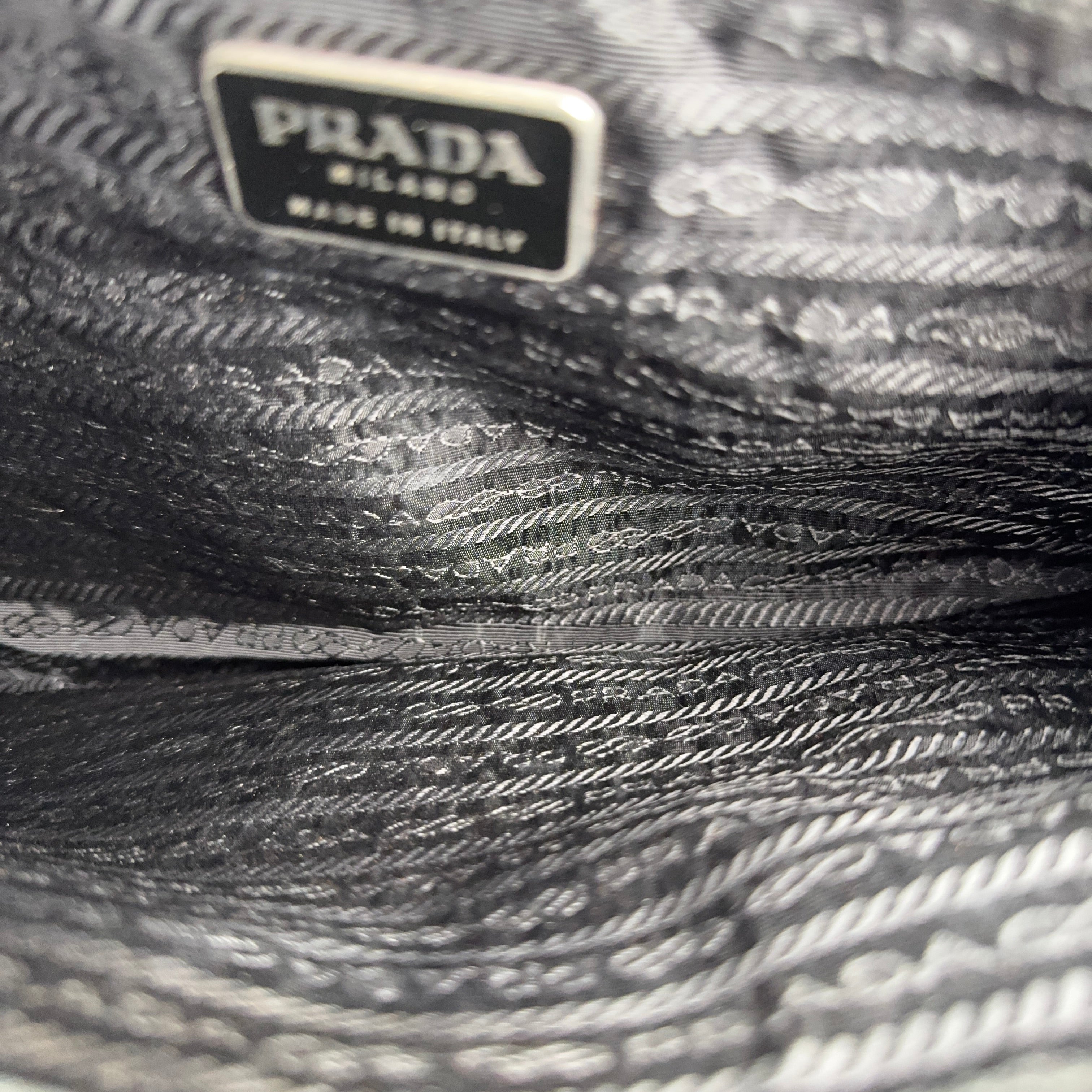 J3639 Prada Open Tote Re-Nylon Black Synthetic Bag- Pre Owned