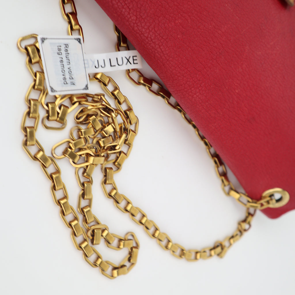 C2687 Louis Vuitton Shoulder Bag Pallas Chain Bag Monogram Leather Cerise | Pre-Owned Very Good Red Monogram Canvas, Leather