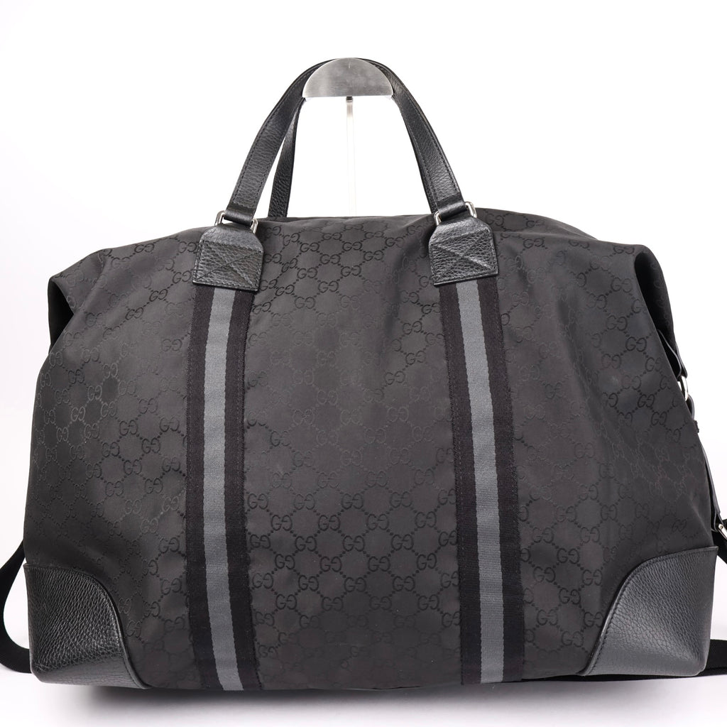 J1153# Gucci GG Guccissima Duffle Bag Large Black in Nylon - Pre Owned