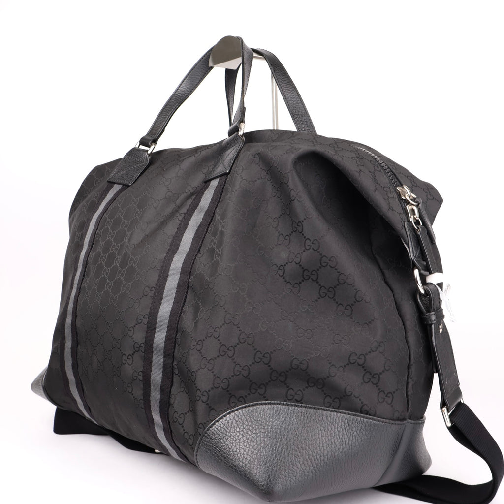 J1153# Gucci GG Guccissima Duffle Bag Large Black in Nylon - Pre Owned