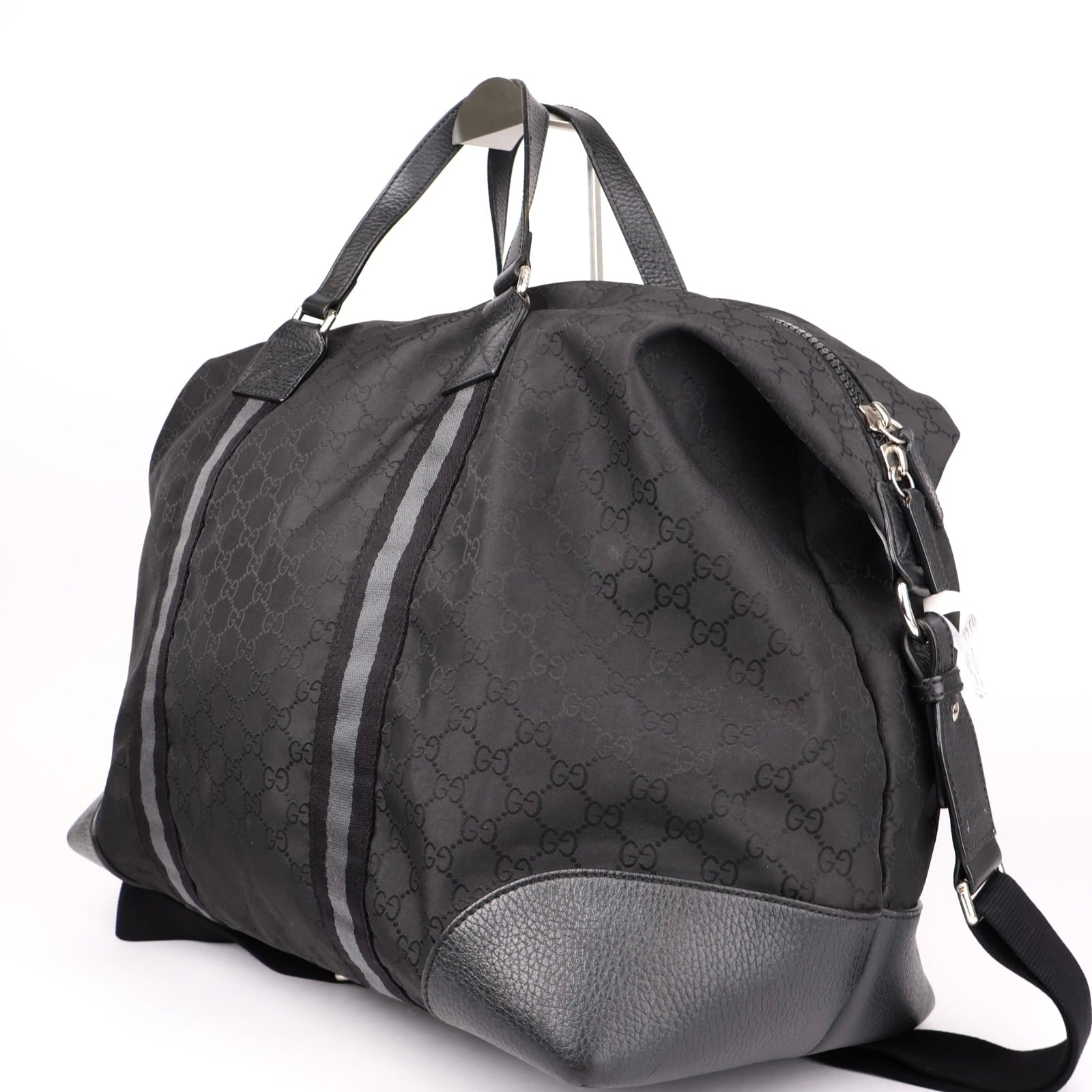 J1153 Gucci GG Guccissima Duffle Bag Large Black in Nylon - Pre Owned