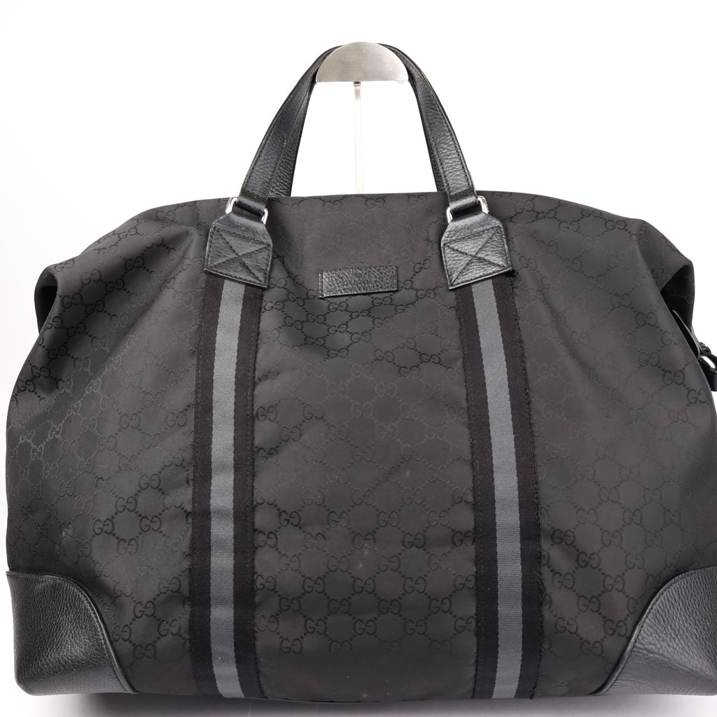 J1153# Gucci GG Guccissima Duffle Bag Large Black in Nylon - Pre Owned