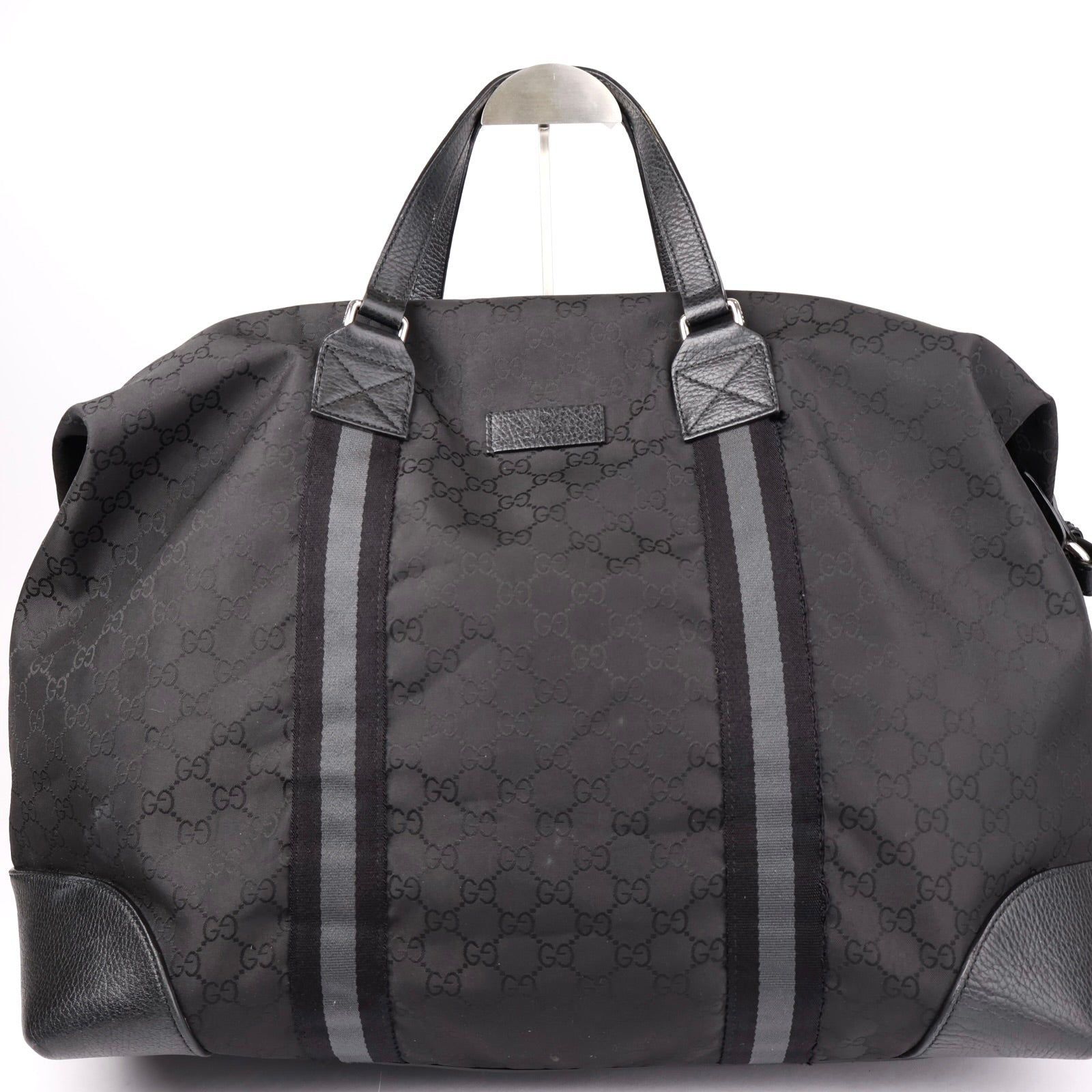 J1153# Gucci GG Guccissima Duffle Bag Large Black in Nylon - Pre Owned