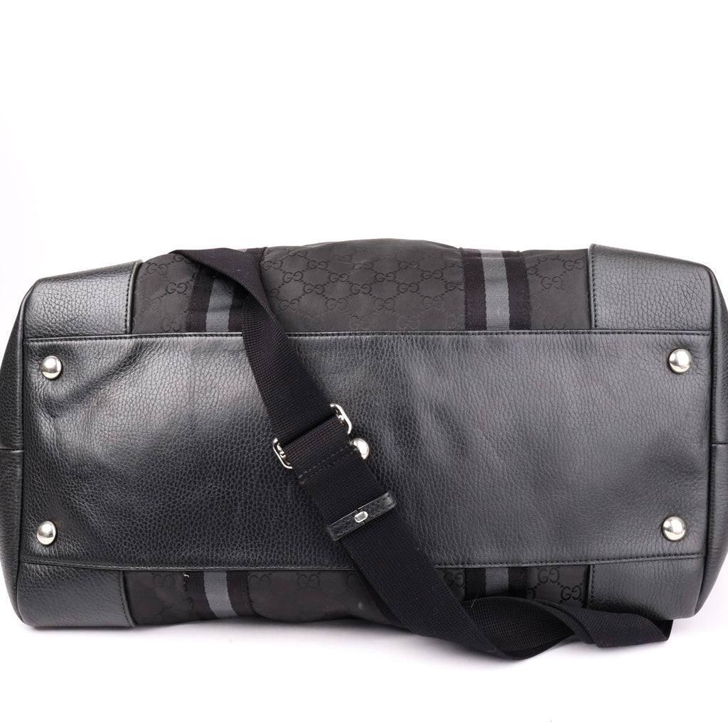 J1153# Gucci GG Guccissima Duffle Bag Large Black in Nylon - Pre Owned