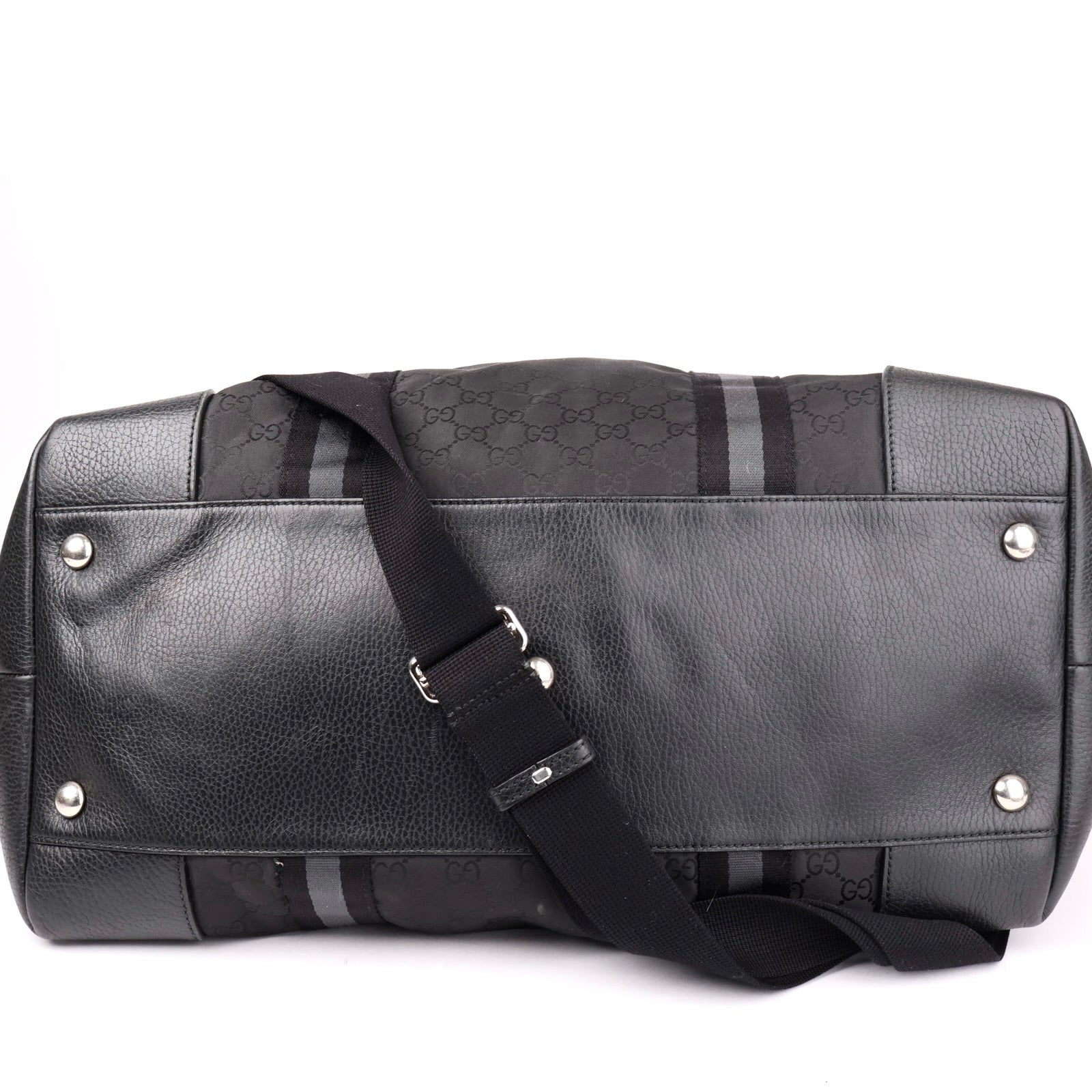 J1153# Gucci GG Guccissima Duffle Bag Large Black in Nylon - Pre Owned
