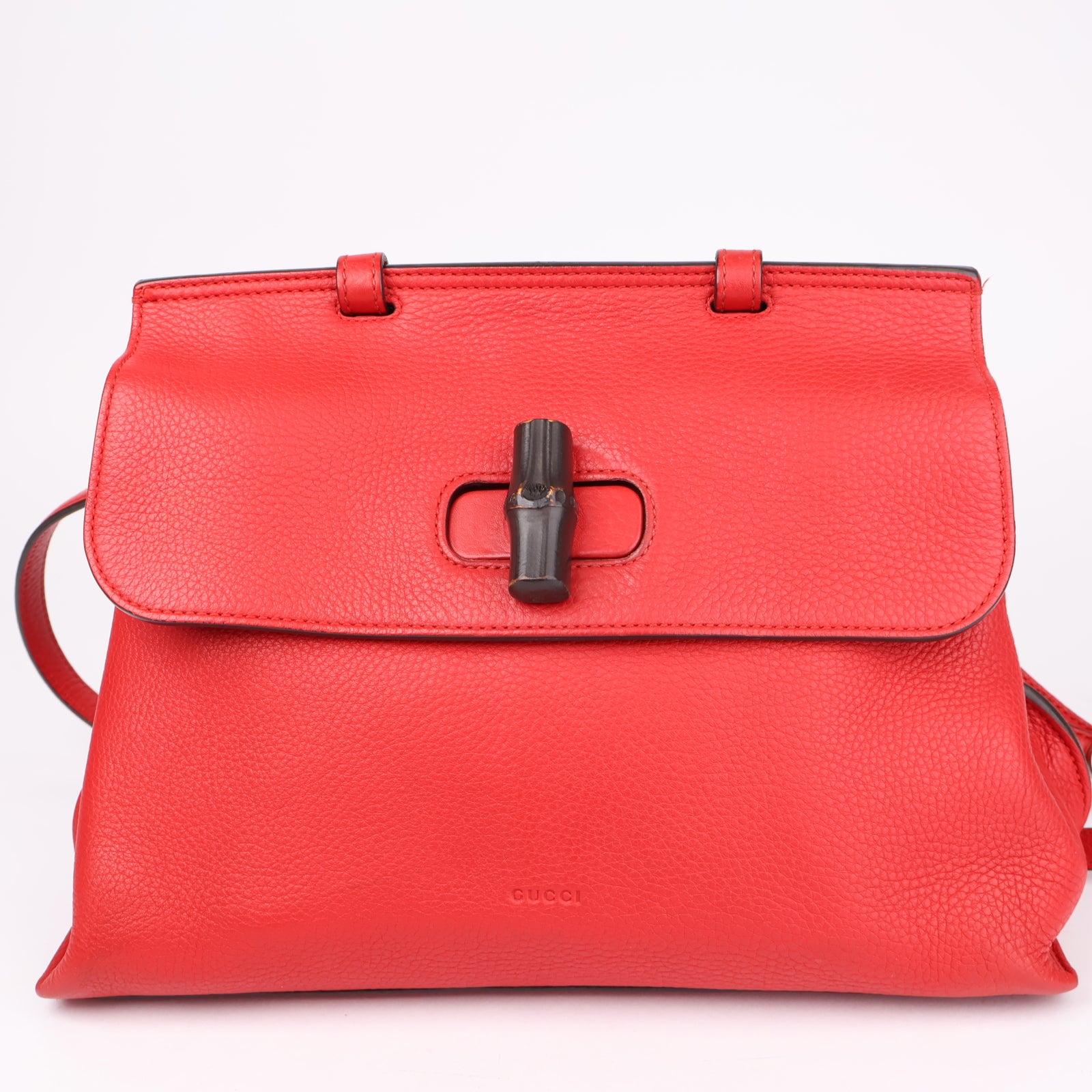J1156 Gucci Small Leather Bamboo Daily Satchel- Pre Owned
