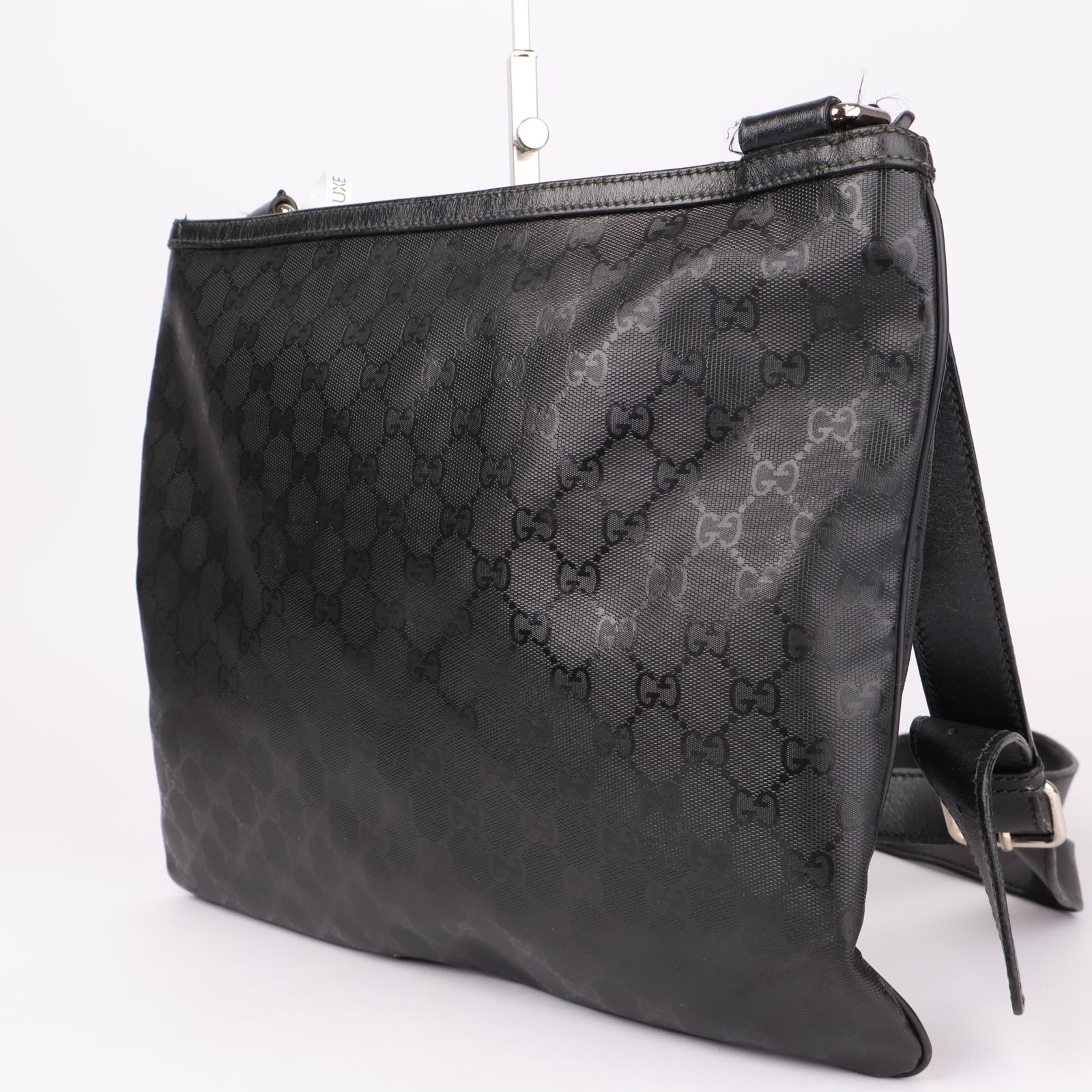 J1154 Gucci Fiat 500 x Gucci Black Imprime Web Shoulder Bag- Pre Owned