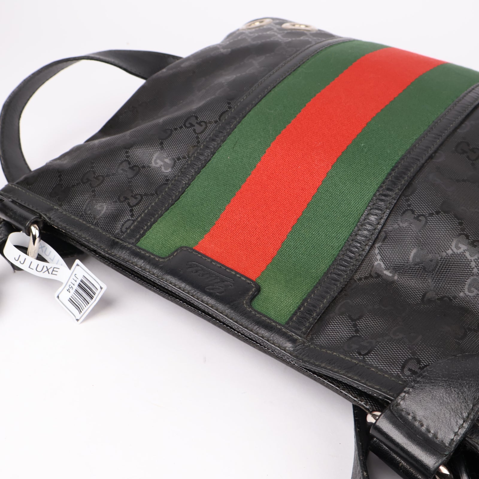 J1154 Gucci Fiat 500 x Gucci Black Imprime Web Shoulder Bag- Pre Owned