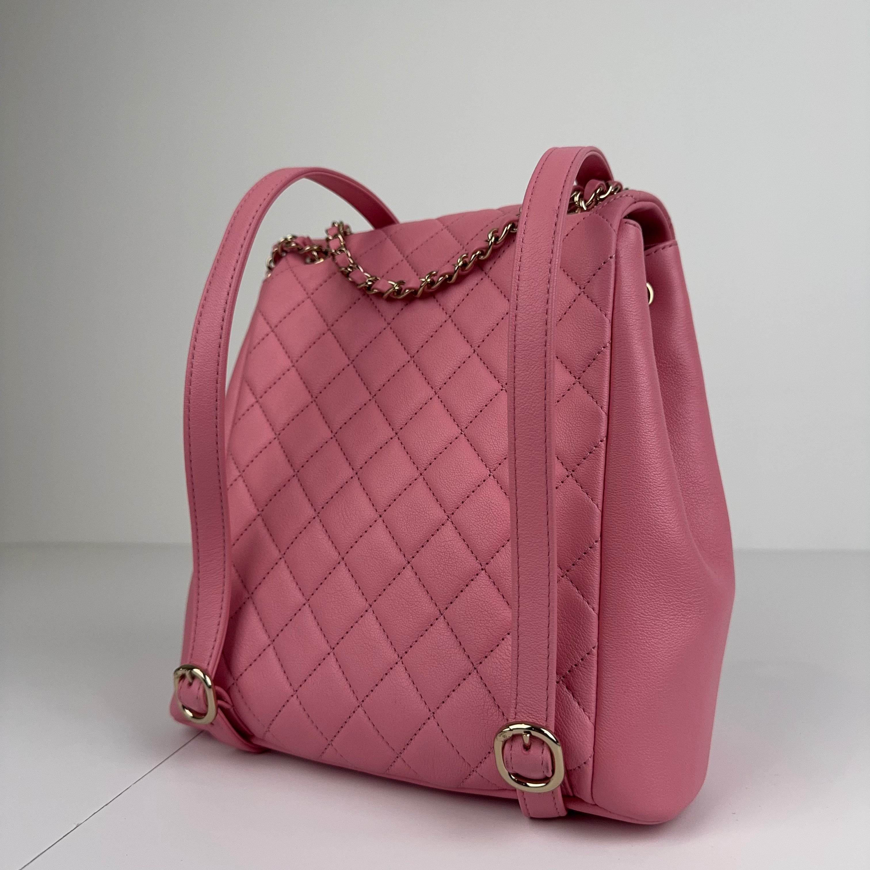 PRE OWNED - Chanel Pink Lambskin Leather Dumas Small Backpack