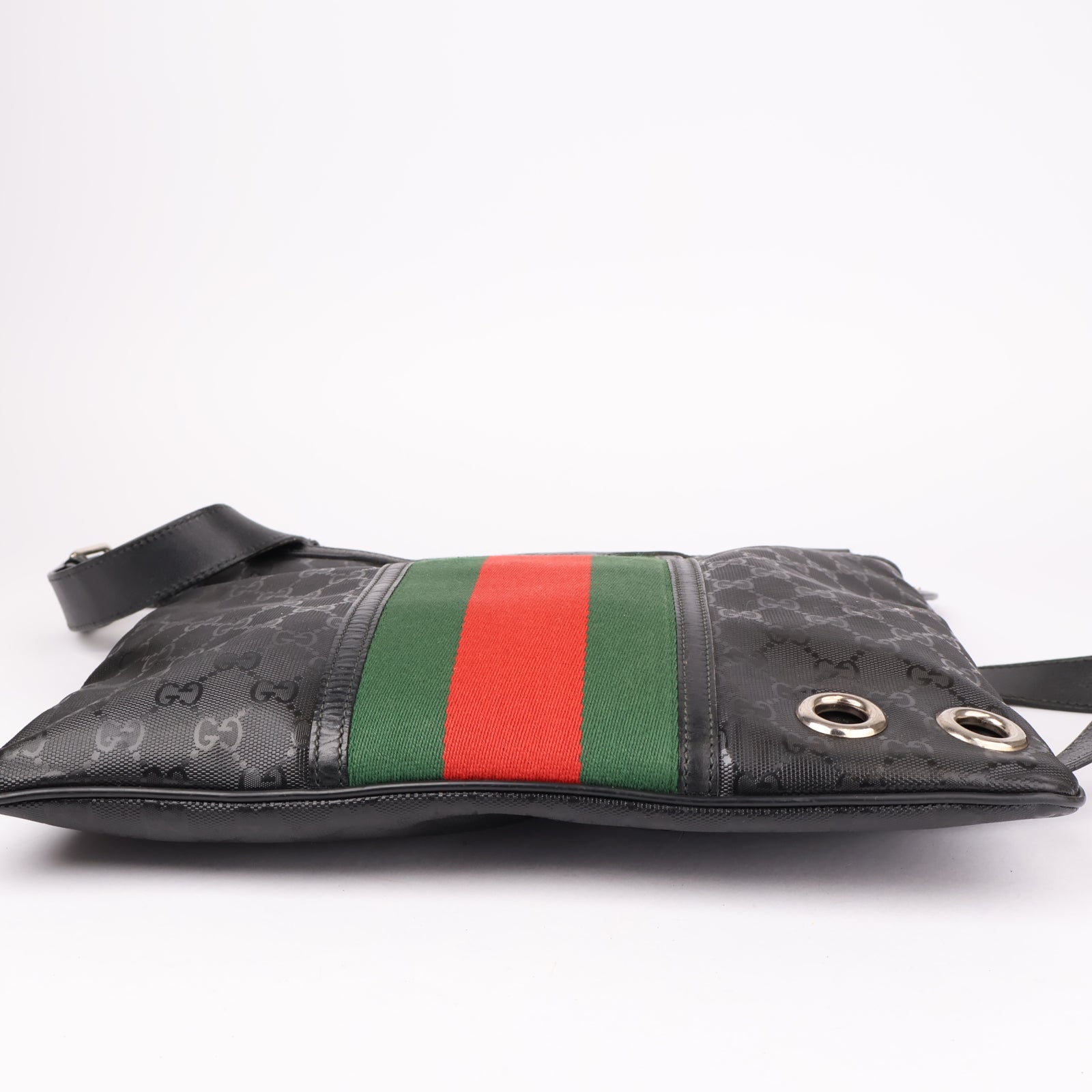 J1154 Gucci Fiat 500 x Gucci Black Imprime Web Shoulder Bag- Pre Owned
