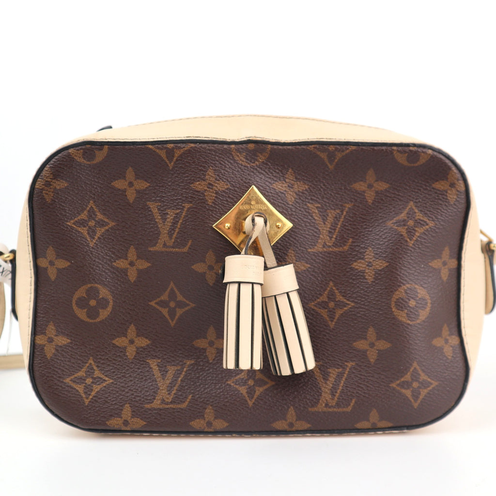 C2693 Louis Vuitton Crossbody Bag Saintonge Monogram and Leather Cream | Pre-Owned Very Good Cream Monogram Canvas, Leather