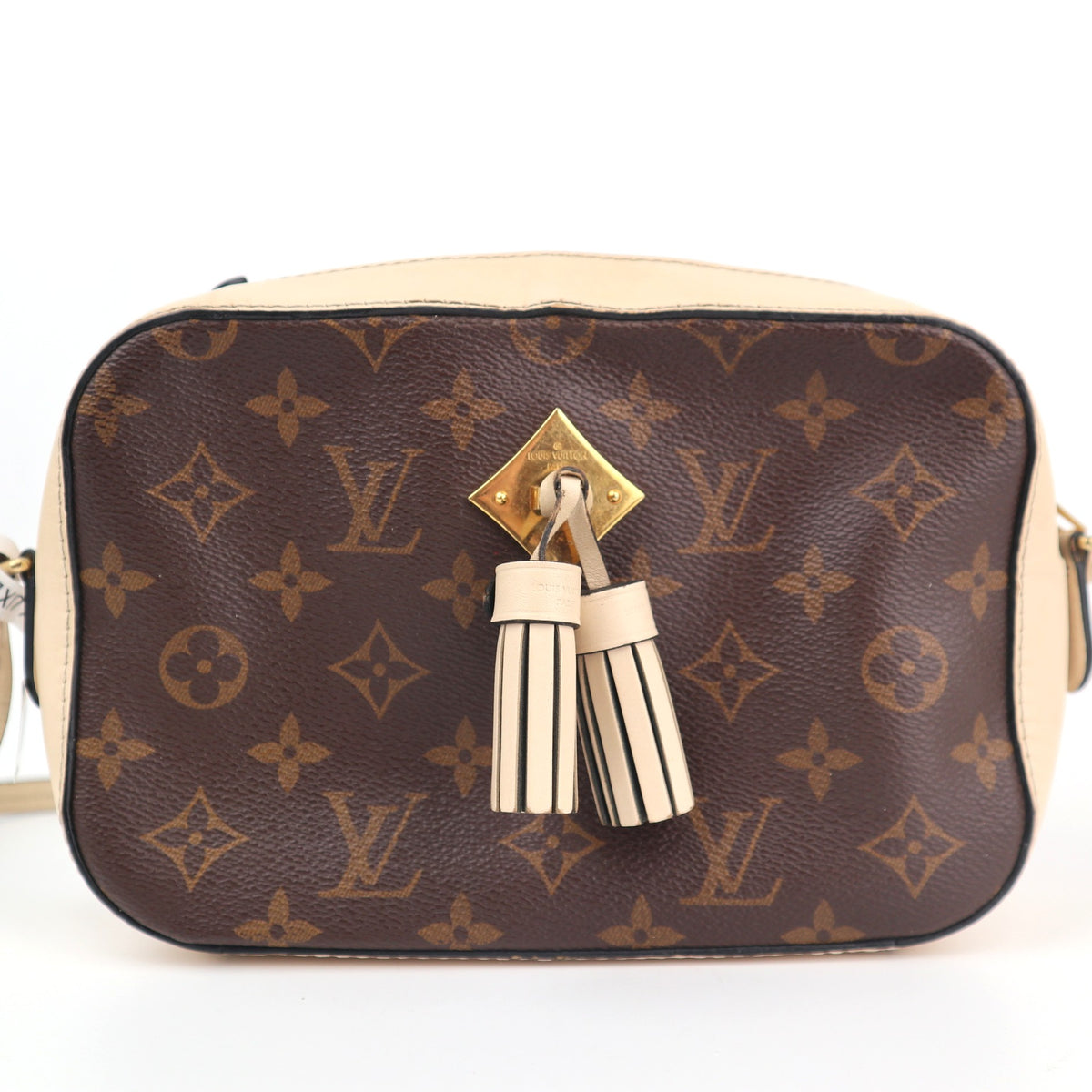 C2693 Louis Vuitton Crossbody Bag Saintonge Monogram and Leather Cream | Pre-Owned Very Good Cream Monogram Canvas, Leather
