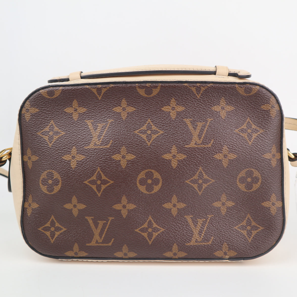 C2693 Louis Vuitton Crossbody Bag Saintonge Monogram and Leather Cream | Pre-Owned Very Good Cream Monogram Canvas, Leather