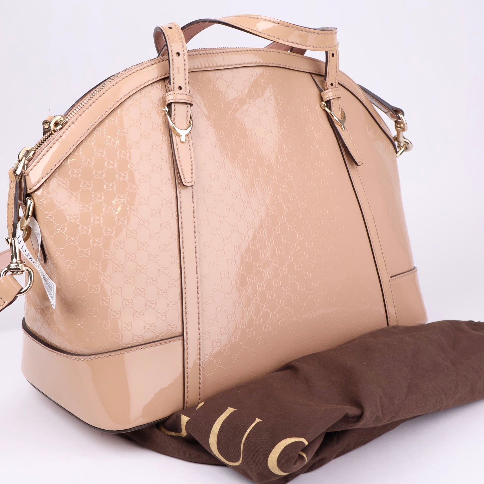 J1132 Gucci Nice Microgucci Tote Bag in Beige Brown- Pre Owned