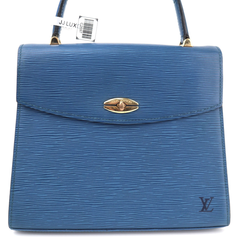 C2697 Louis Vuitton Top Handle Bag Epi Segur PM Blue | Pre-Owned Very Good Blue Epi Leather