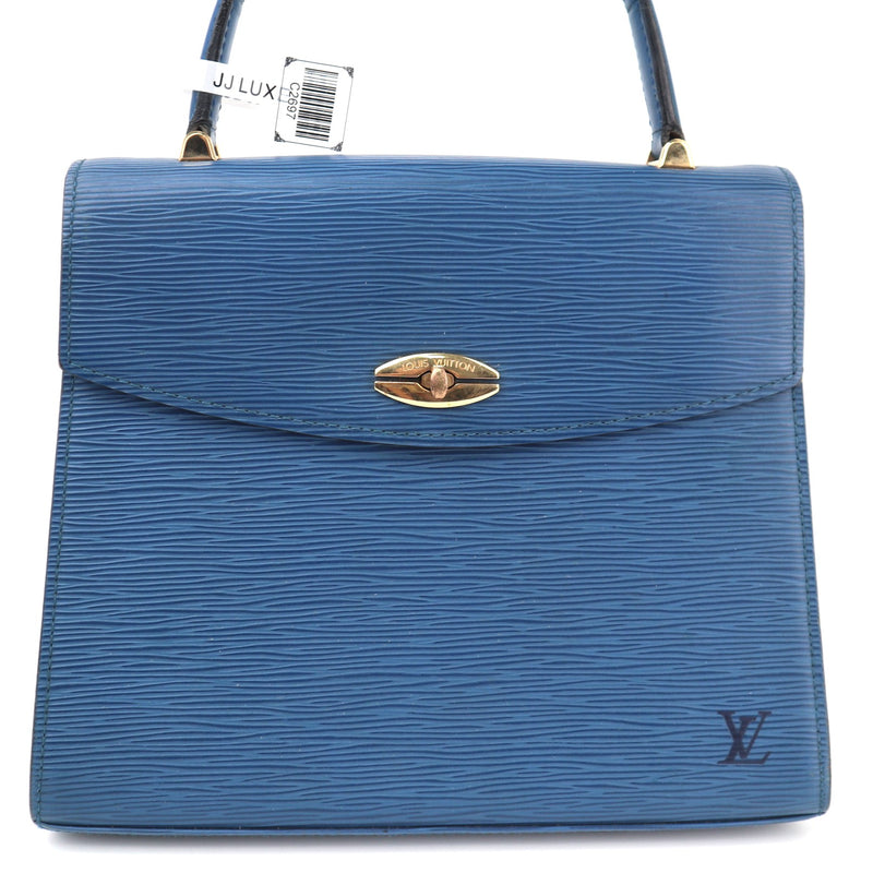 C2697 Louis Vuitton Top Handle Bag Epi Segur PM Blue | Pre-Owned Very Good Blue Epi Leather