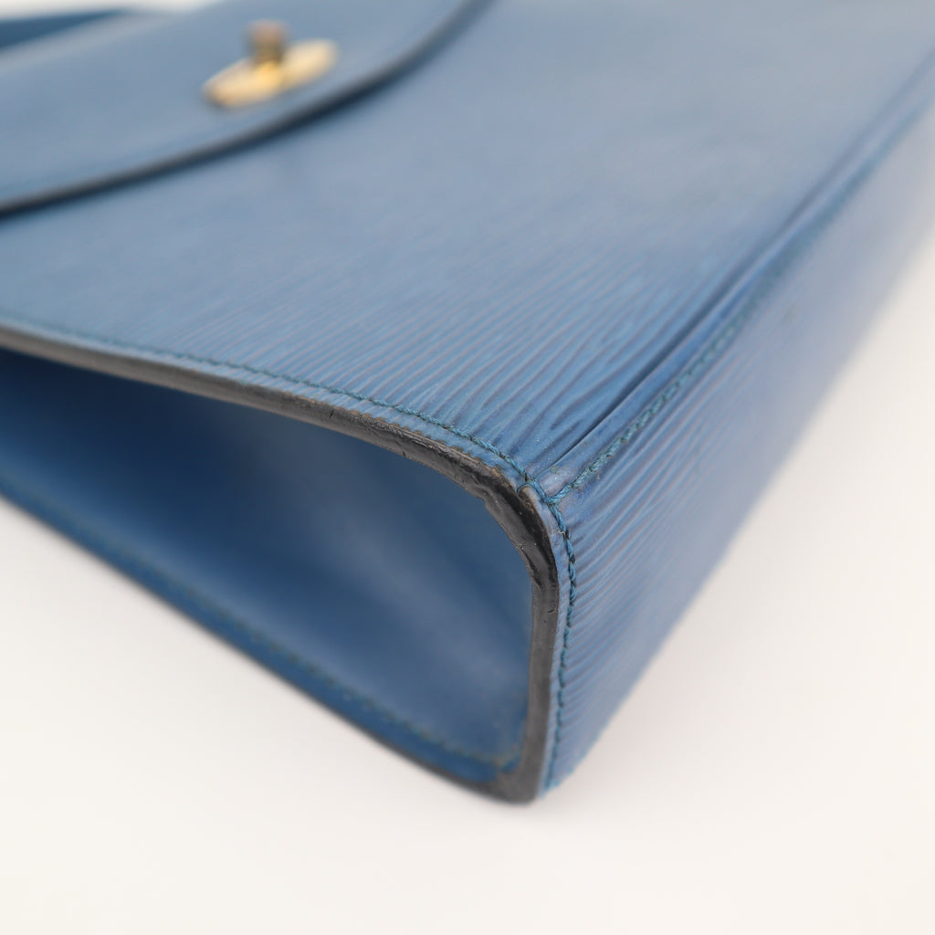 C2697 Louis Vuitton Top Handle Bag Epi Segur PM Blue | Pre-Owned Very Good Blue Epi Leather