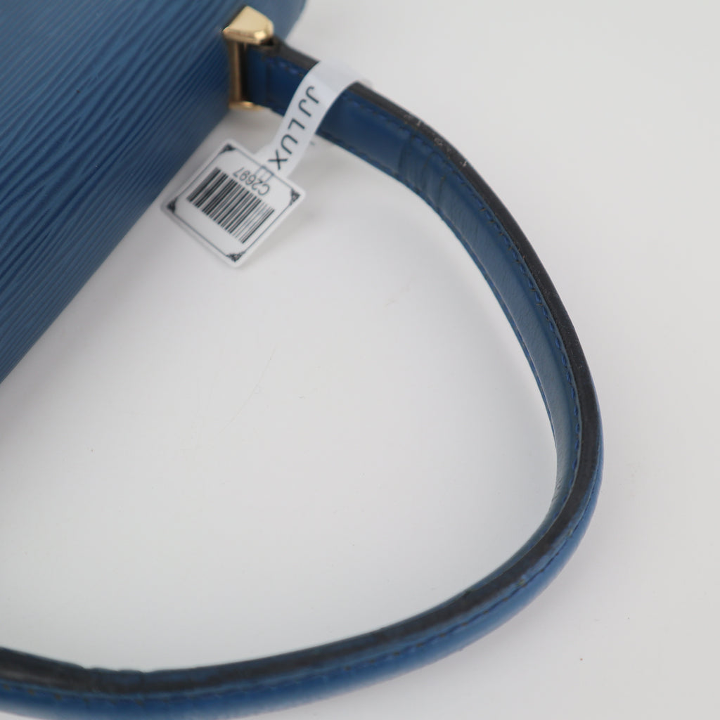 C2697 Louis Vuitton Top Handle Bag Epi Segur PM Blue | Pre-Owned Very Good Blue Epi Leather