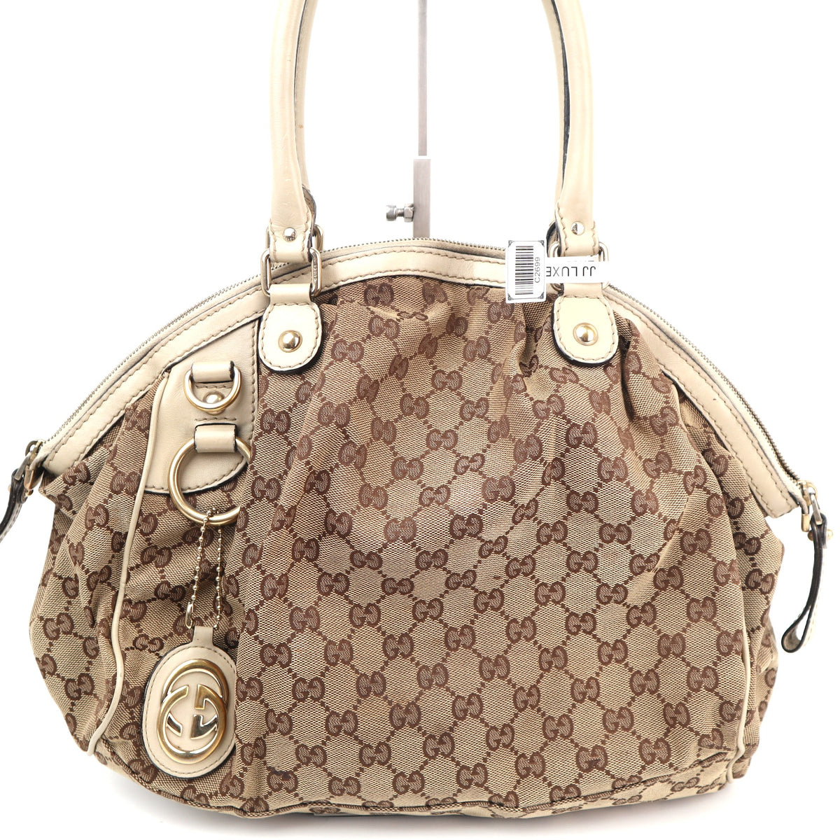 C2699 Gucci Shoulder Bag Beige/White GG Canvas Medium Sukey Bag | Pre-Owned Very Good White / Beige Canvas GG