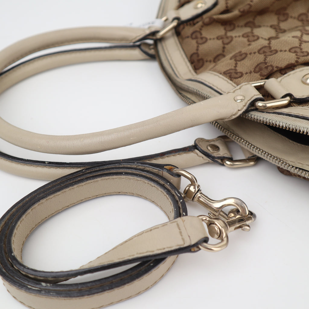 C2699 Gucci Shoulder Bag Beige/White GG Canvas Medium Sukey Bag | Pre-Owned Very Good White / Beige Canvas GG