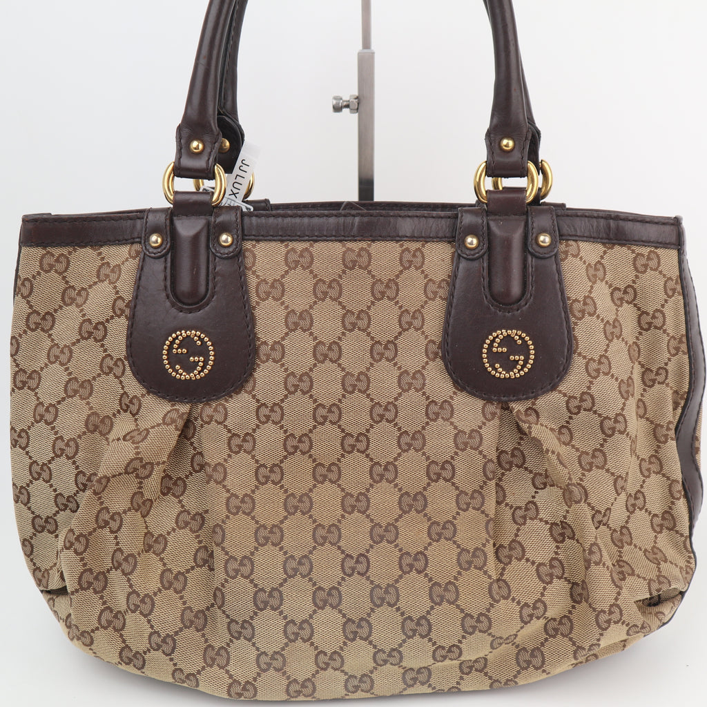 C2700 Gucci Shoulder Bag GG Canvas Scarlett Tote Bag | Pre-Owned Very Good Brown Canvas GG