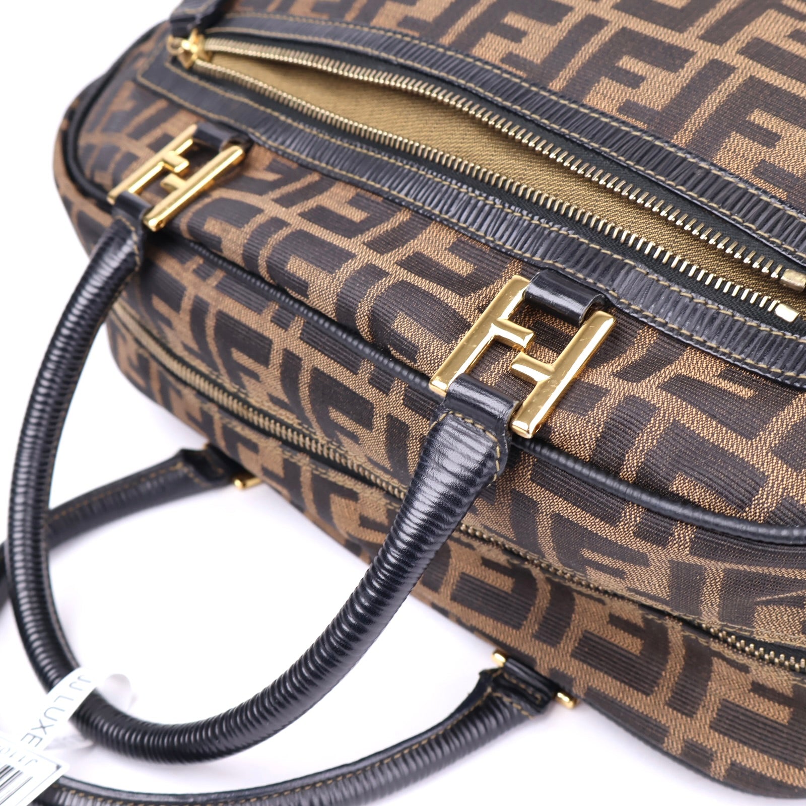 J1104 Fendi Zucca FF Top Handle Bag Vintage- Pre Owned