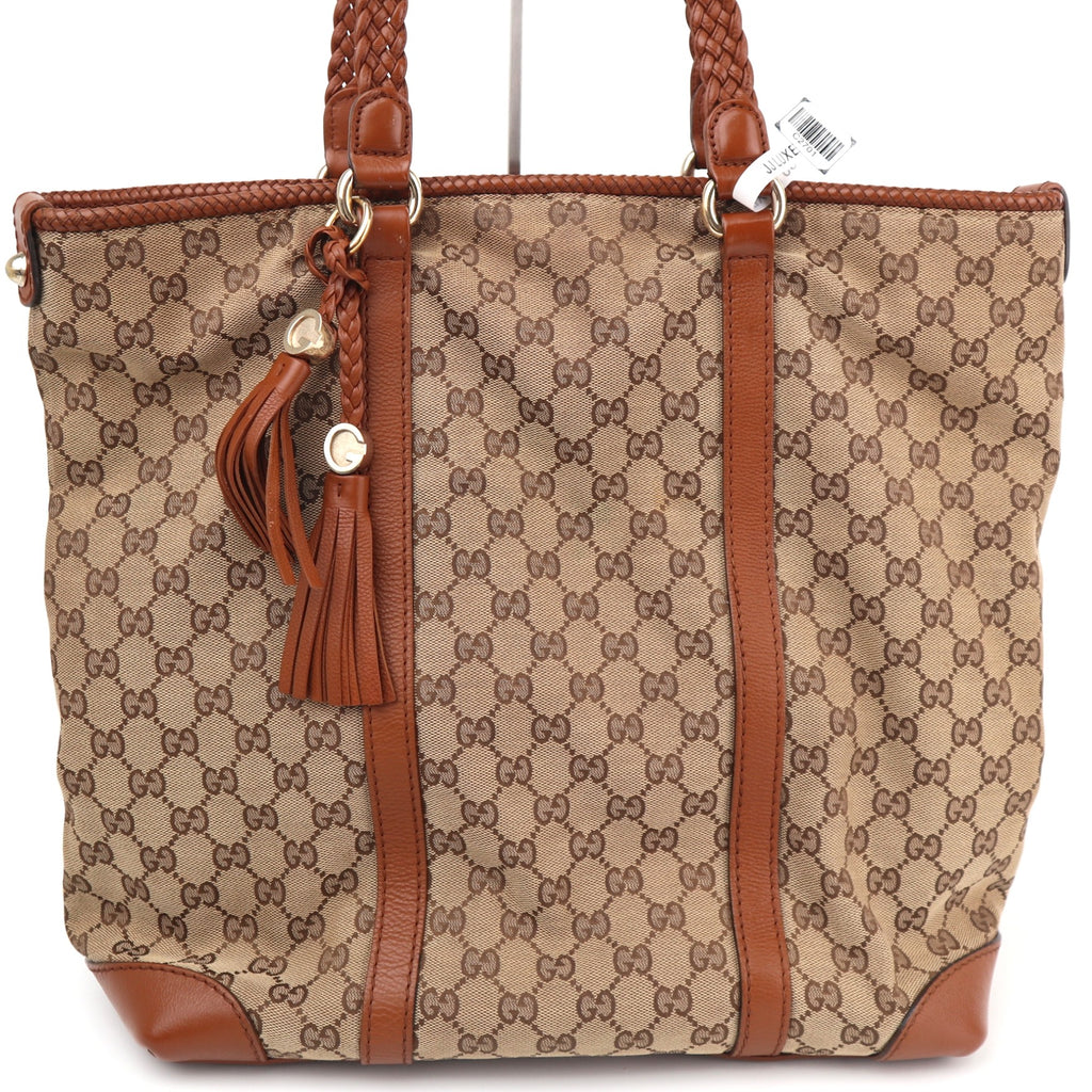 C2701 Gucci Tote Bag GG Canvas Marrakech | Pre-Owned Very Good Brown Canvas GG