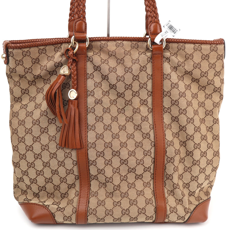 C2701 Gucci Tote Bag GG Canvas Marrakech | Pre-Owned Very Good Brown Canvas GG
