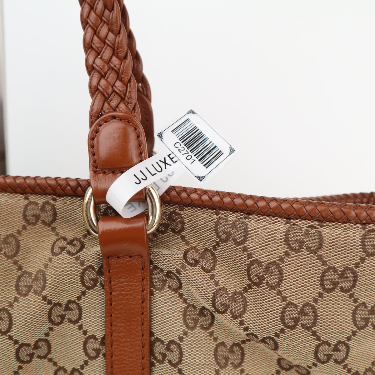 C2701 Gucci Tote Bag GG Canvas Marrakech | Pre-Owned Very Good Brown Canvas GG