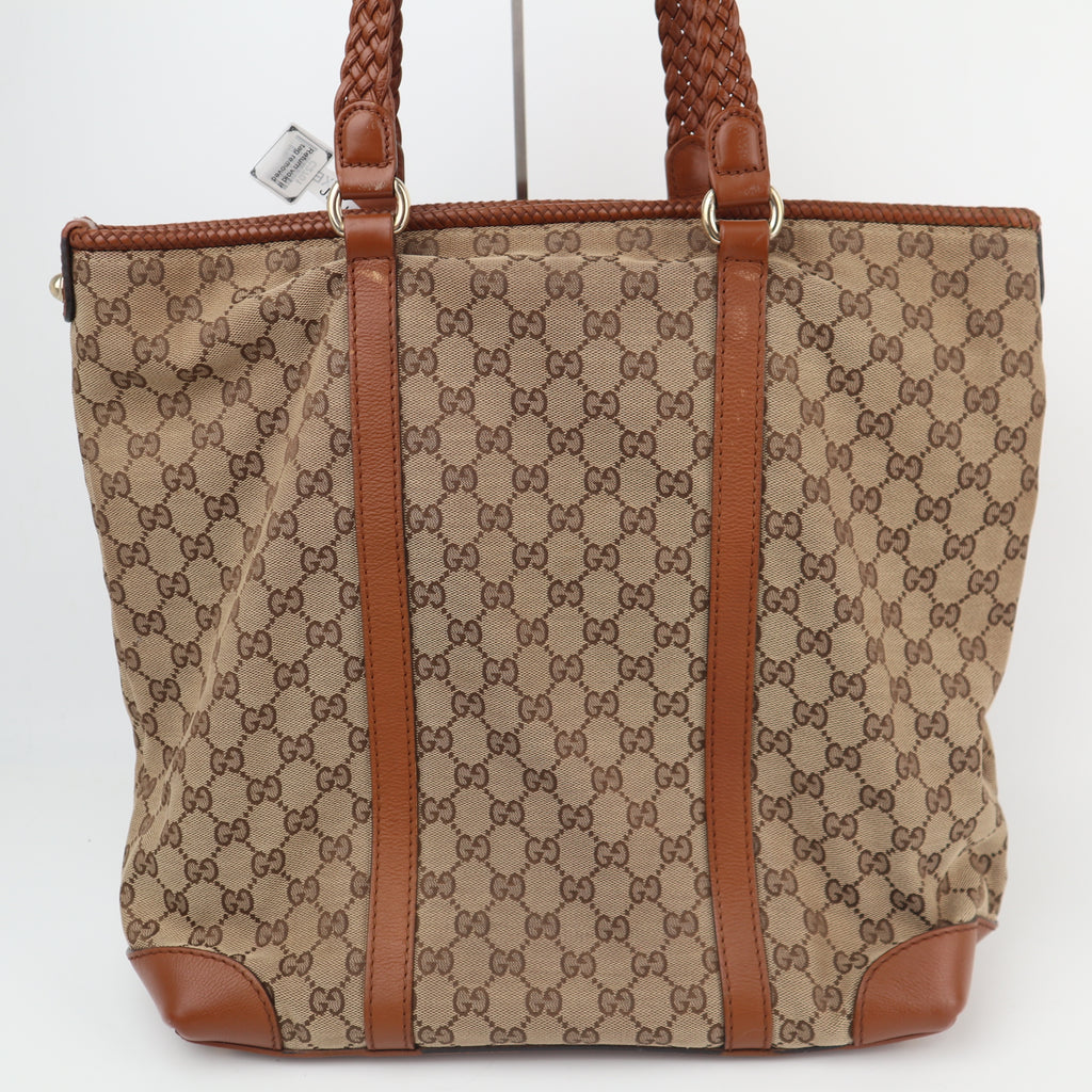 C2701 Gucci Tote Bag GG Canvas Marrakech | Pre-Owned Very Good Brown Canvas GG